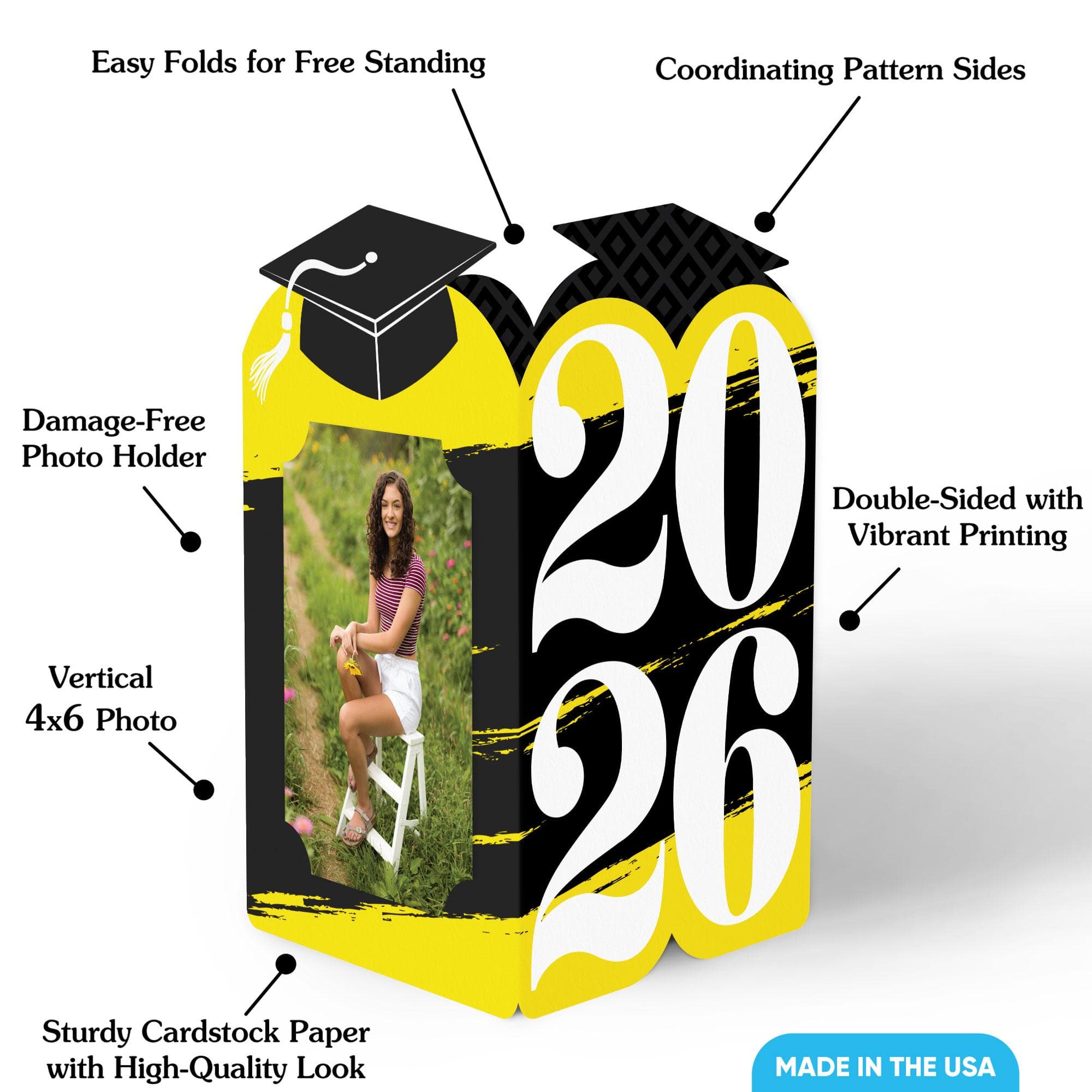 Yellow 2026 Graduation Photo Holder Centerpieces, 4x6 Picture Display Box, Table Decoration Centerpiece for Yellow Grad Party Decor, 8 Count - image 5