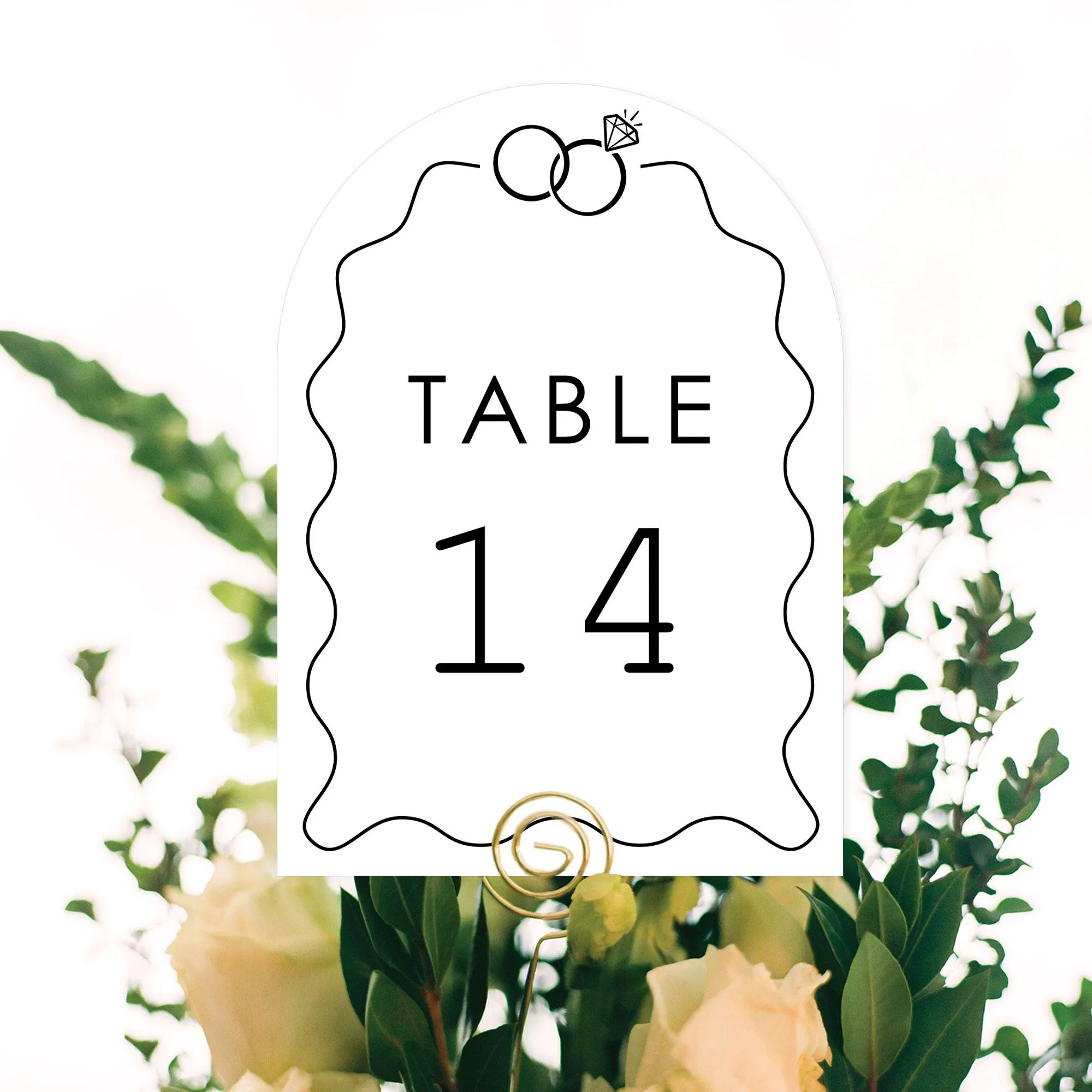 Black and White Wedding Rings Table Numbers, Engagement and Anniversary Centerpieces, Double-Sided 5 x 7 inches Cards, Table Numbers - 1-20 - image 5