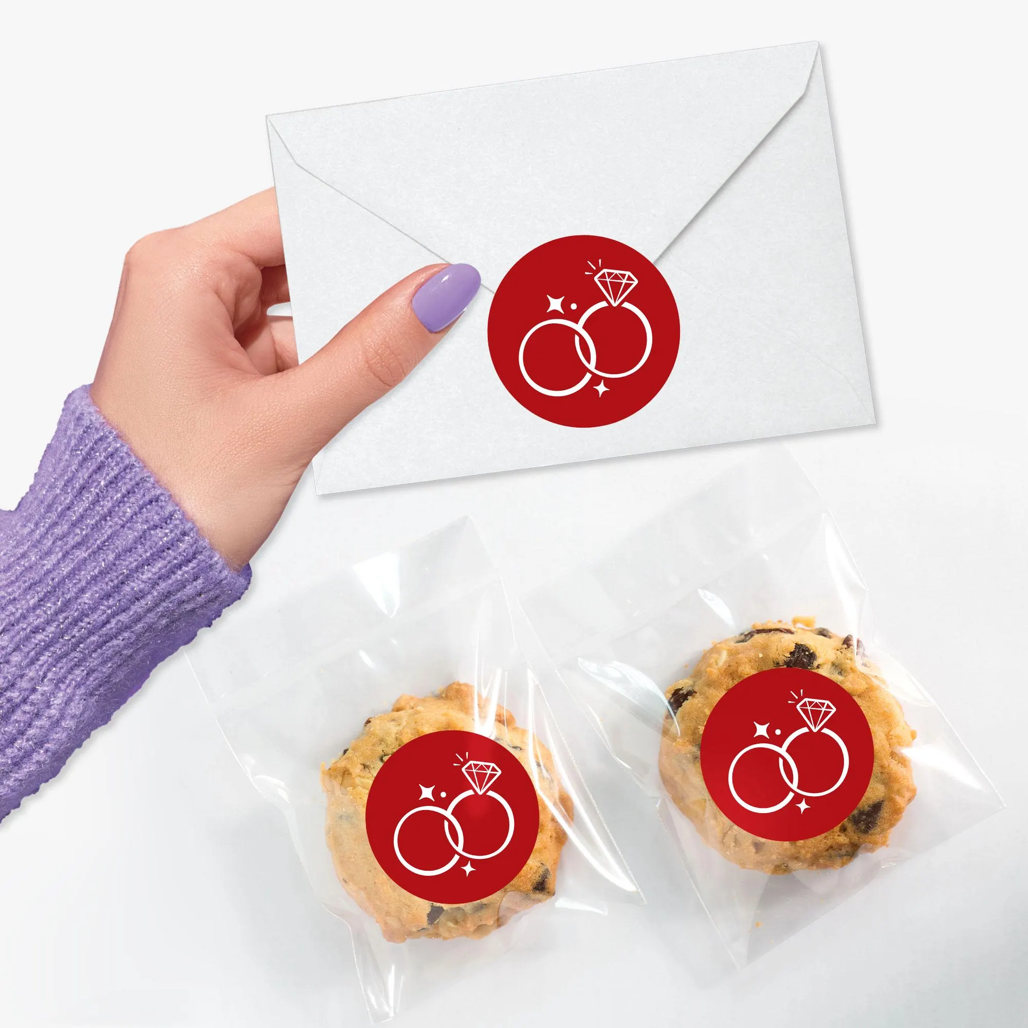 Cherry Red Wedding Envelope Seal Stickers, Round Circle Stickers to Seal Invites & Thank You Cards, Announcement Envelope Seals - 120 Count - image 5