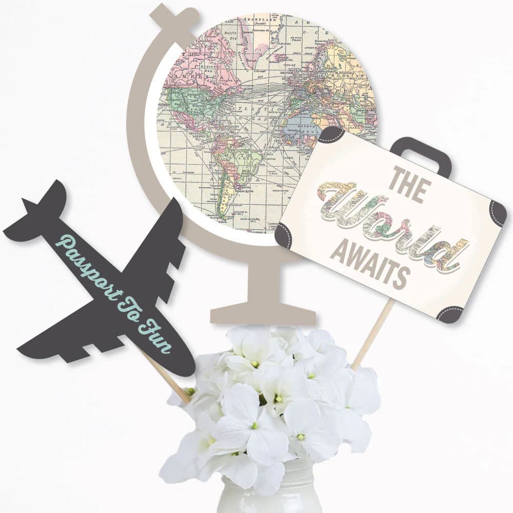 World Awaits - Centerpiece Sticks - Travel Themed Party Table Toppers - Graduation or Retirement Centerpiece Party Supplies - 15 Ct. - image 3