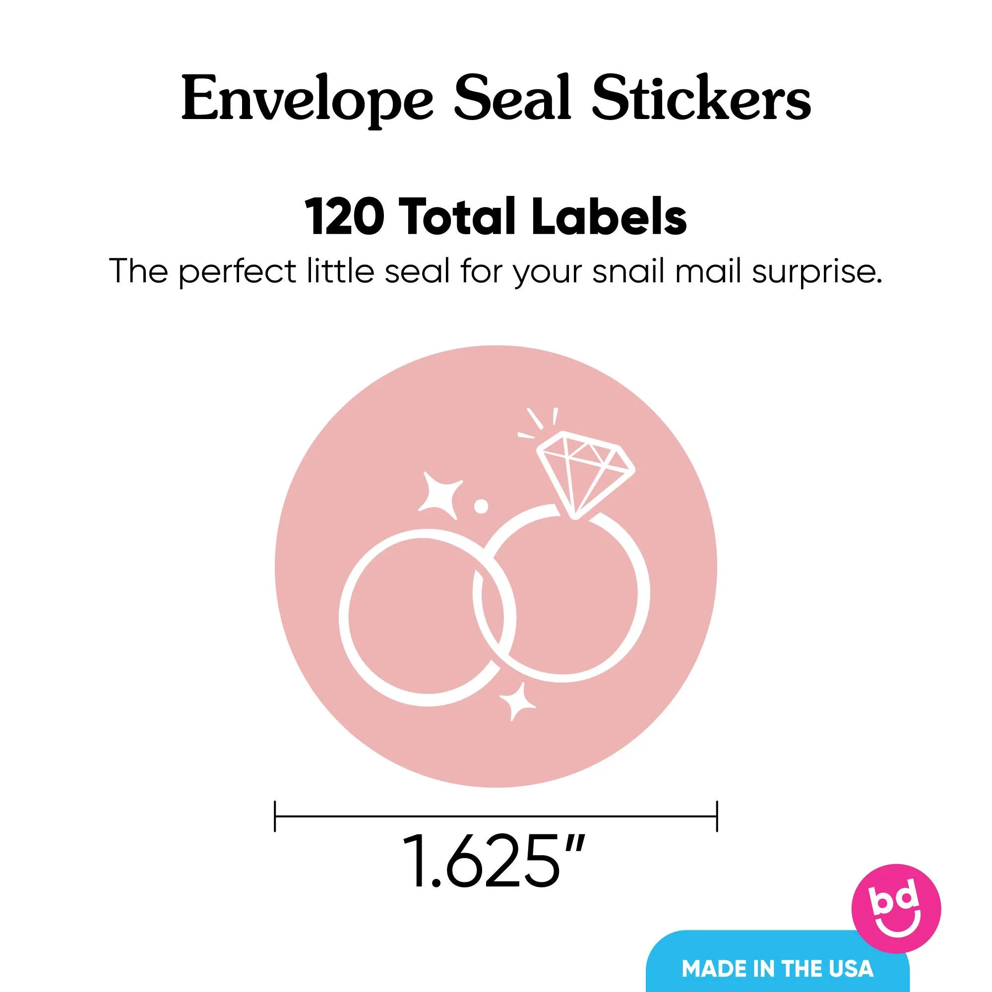 Pink Wedding Envelope Seal Stickers, Round Circle Stickers to Seal Invites & Thank You Cards, Announcement Envelope Seals - 120 Count - image 4