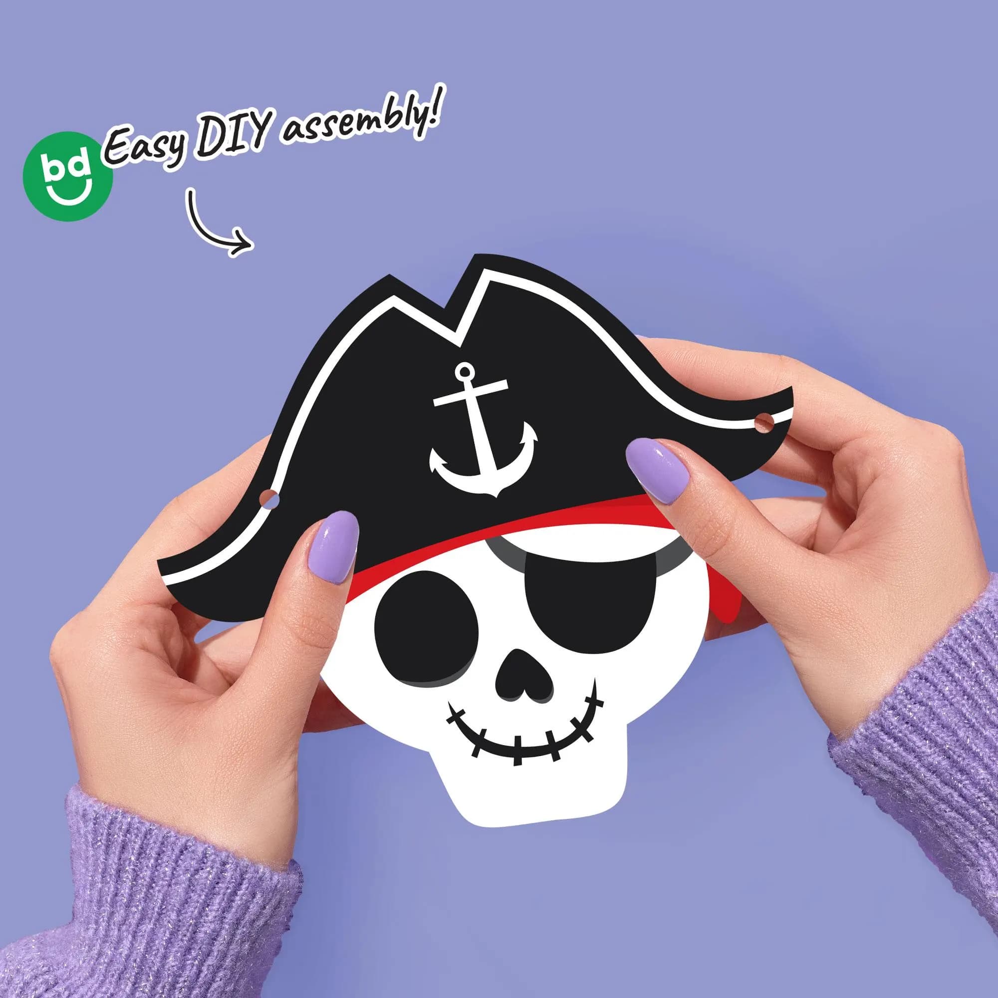 Pirate Ship Adventures Garland Banner, Kids Birthday Decor Backdrop, 30 Feet of Cord, 15 Double-Sided Paper Skulls & Treasure Chest Shapes - image 4