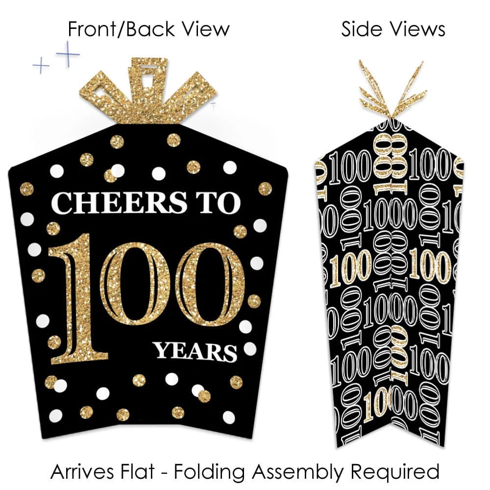 Adult 100th Birthday - Gold - Table Decorations - Birthday Party Fold and Flare Centerpieces - 10 Count - image 3