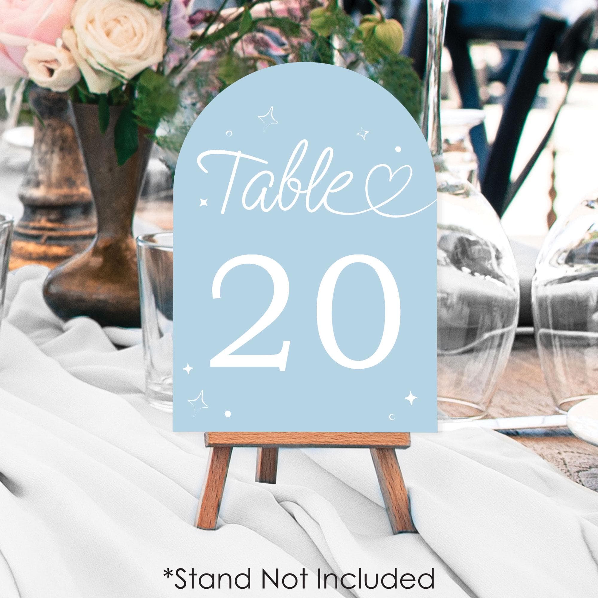 Wedding Hearts Dusty Blue Table Numbers, Engagement and Anniversary Centerpieces, Double-Sided 5 x 7 inches Cards, Table Numbers - 1-20 - image 4