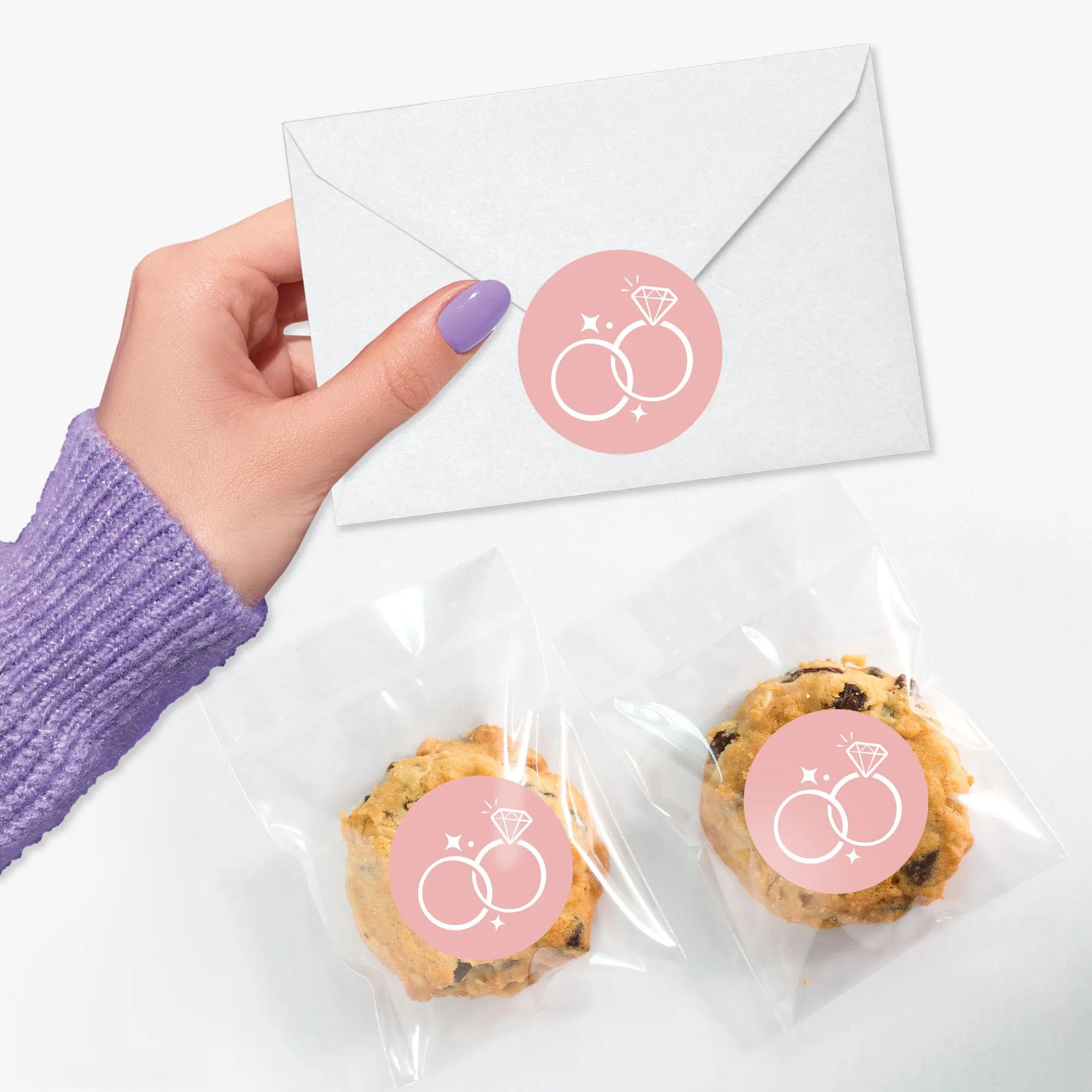 Pink Wedding Envelope Seal Stickers, Round Circle Stickers to Seal Invites & Thank You Cards, Announcement Envelope Seals - 120 Count - image 5