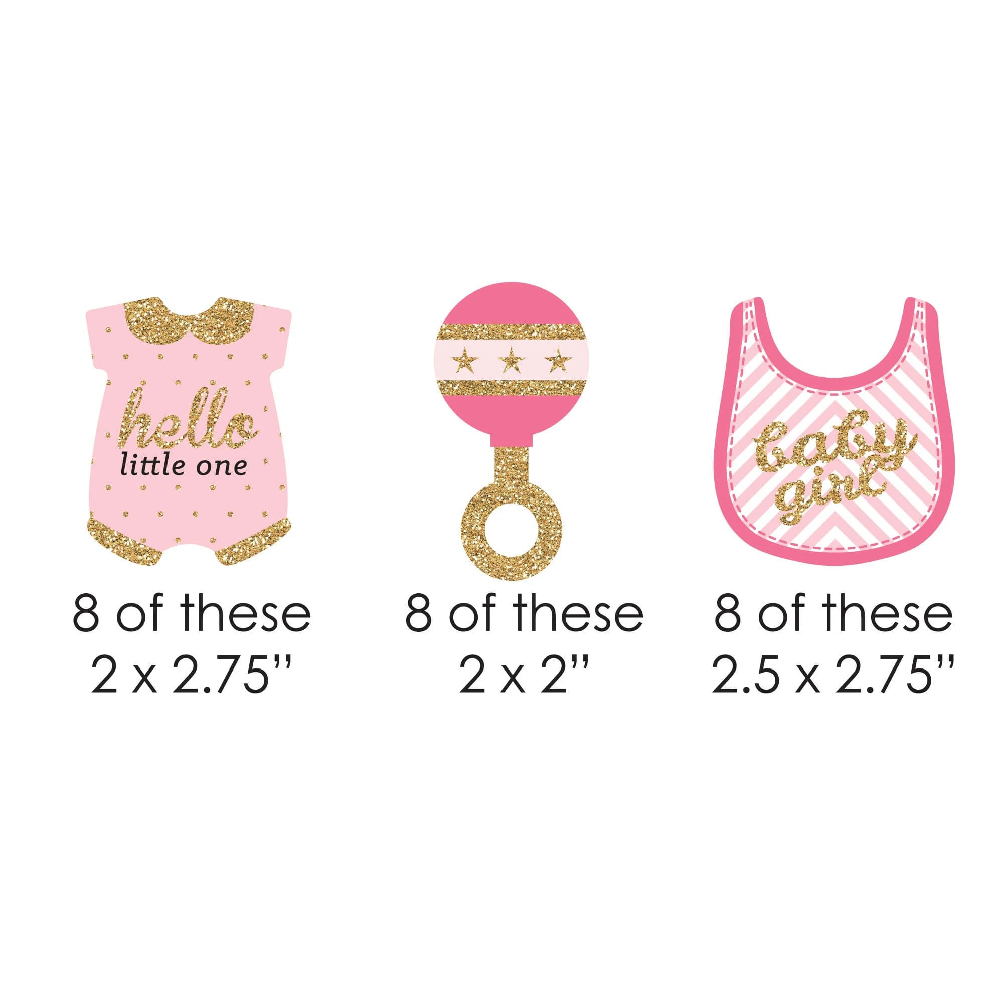 Hello Little One - Pink and Gold - DIY Shaped Girl Baby Shower Paper Cut-Outs - 24 ct - image 3
