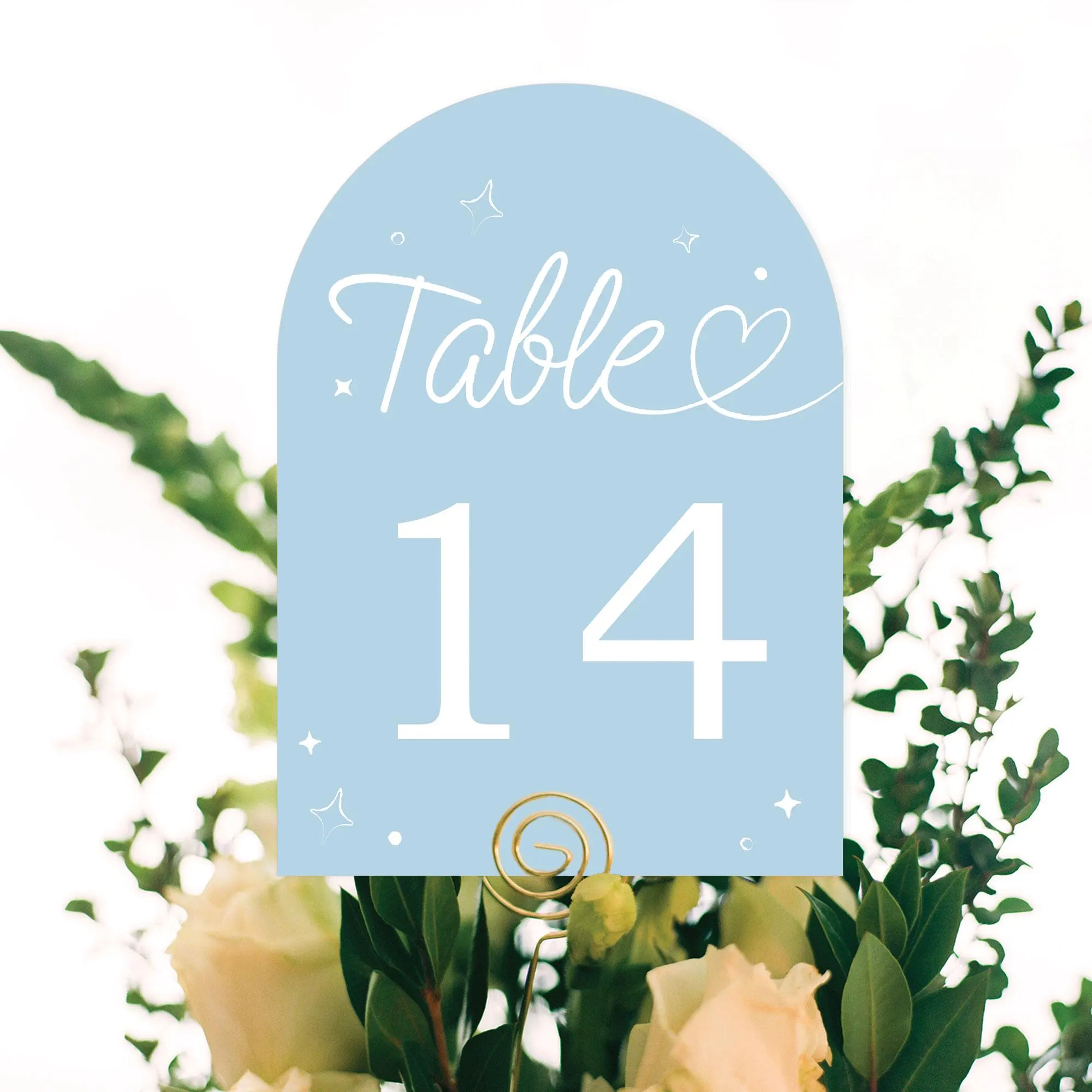 Wedding Hearts Dusty Blue Table Numbers, Engagement and Anniversary Centerpieces, Double-Sided 5 x 7 inches Cards, Table Numbers - 1-20 - image 5