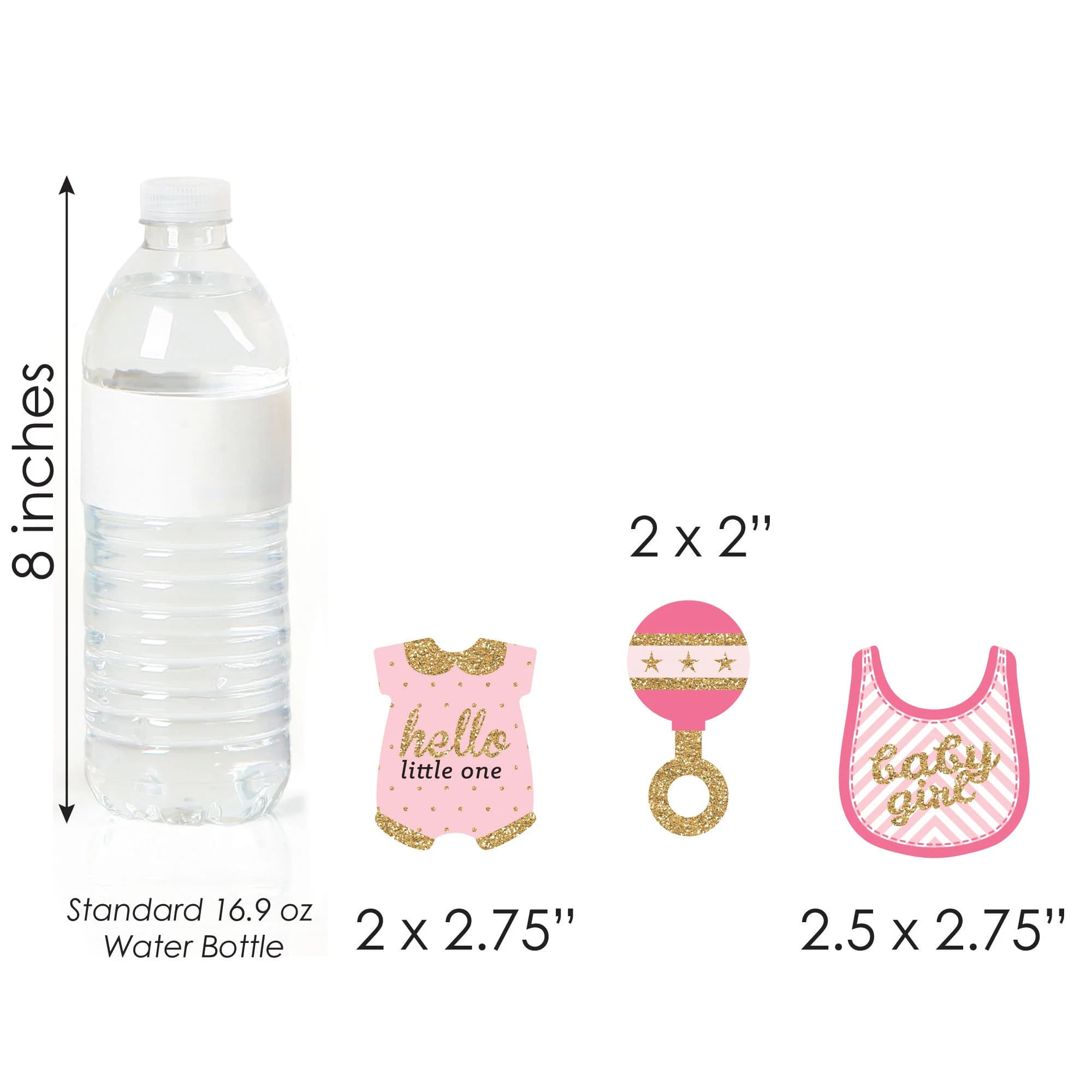 Hello Little One - Pink and Gold - DIY Shaped Girl Baby Shower Paper Cut-Outs - 24 ct - image 5