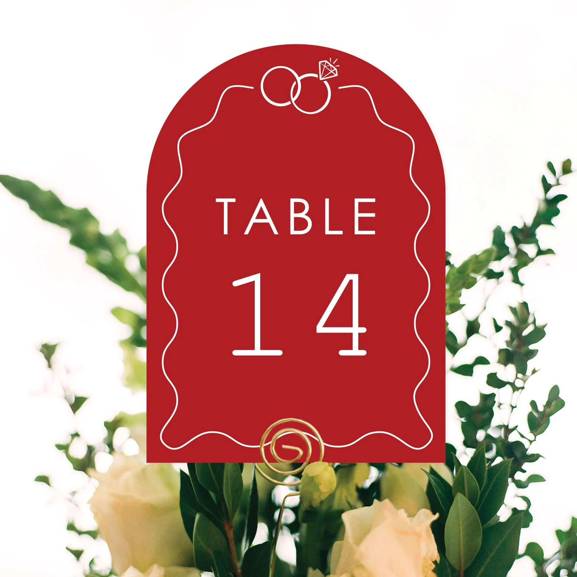 Cherry Red Wedding Rings Table Numbers, Engagement and Anniversary Centerpieces, Double-Sided 5 x 7 inches Cards, Table Numbers - 1-20 - image 5