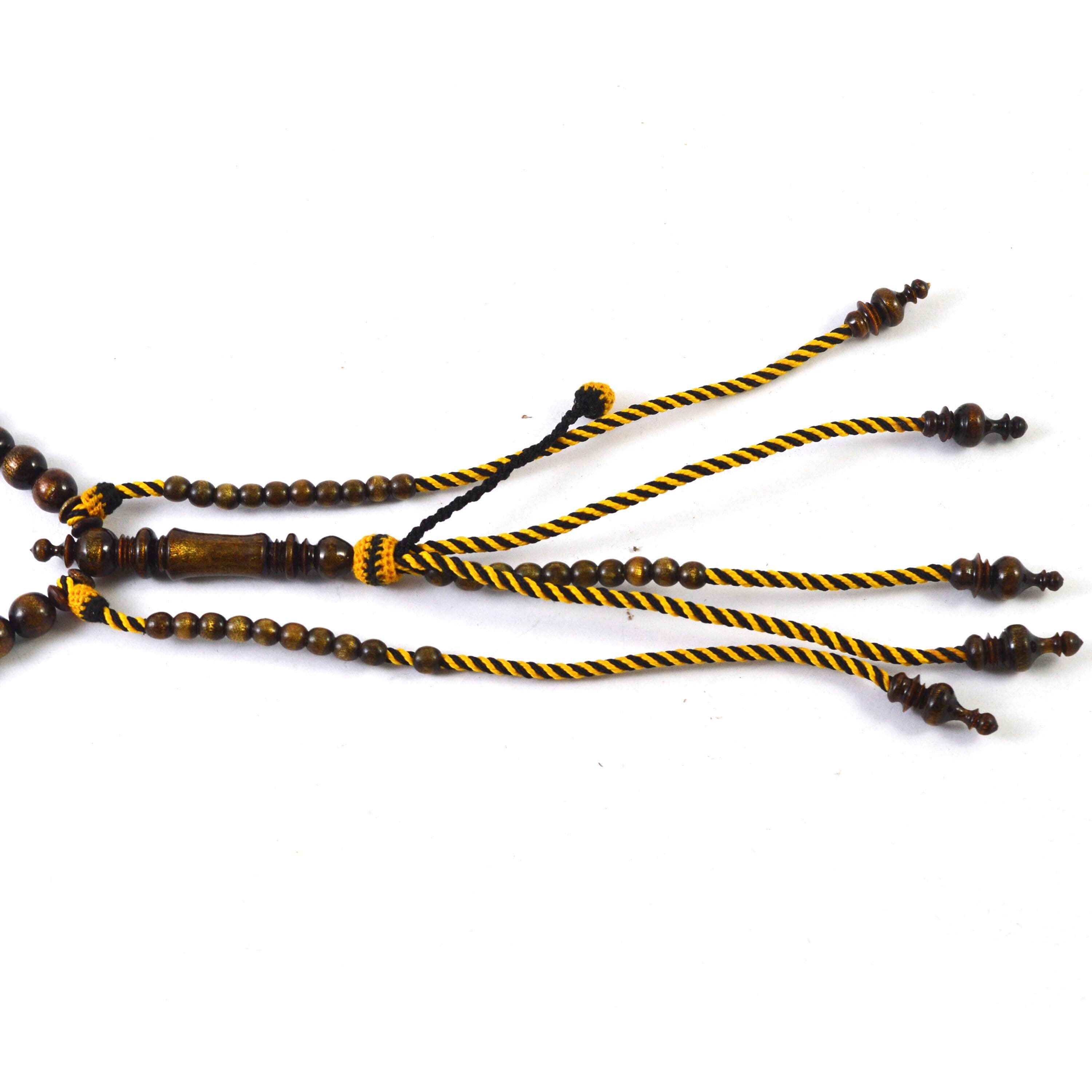 Indahcraft-Muslem Dikr Tijani Misbaha Prayer Beads Gold Yusr Black Coral - image 3