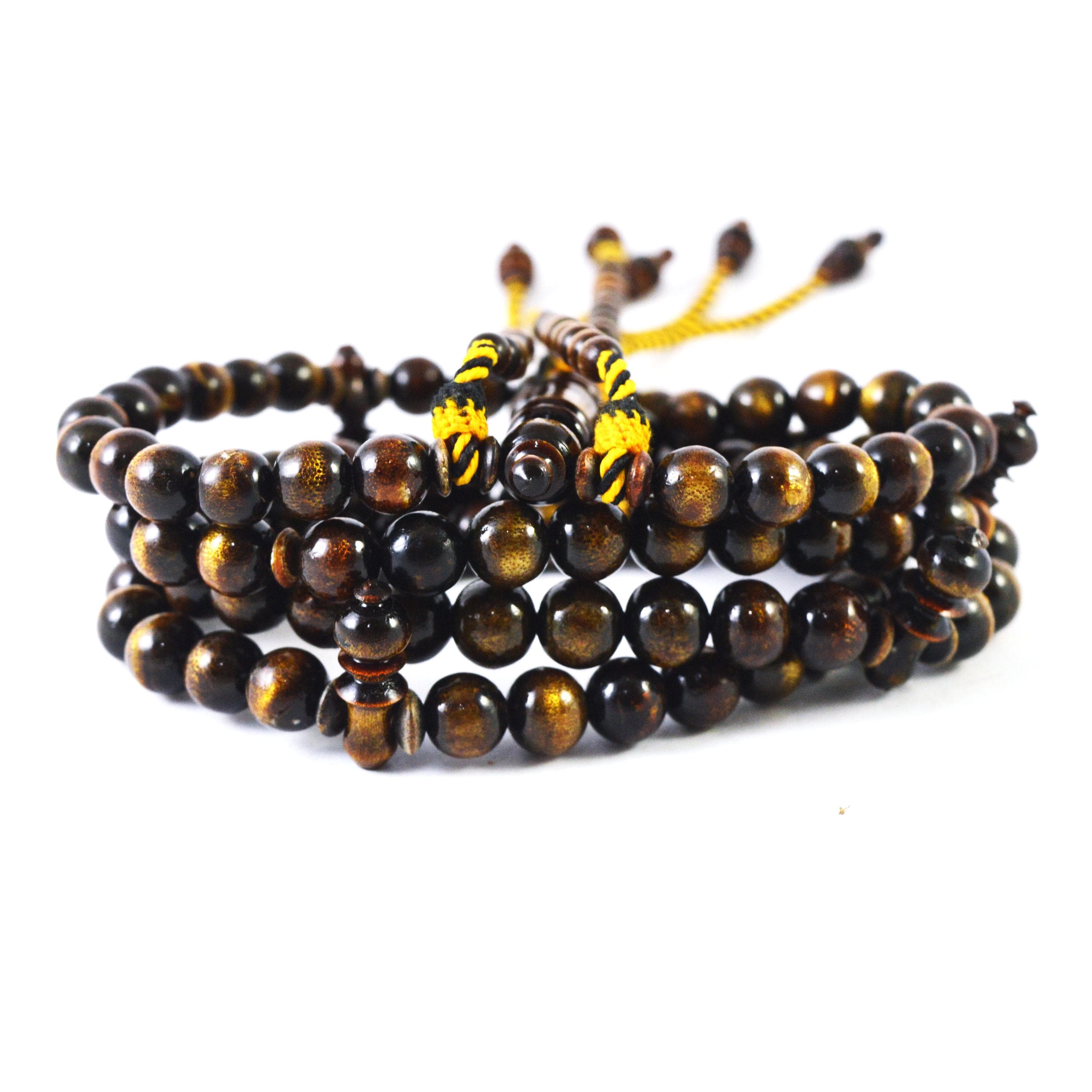 Indahcraft-Muslem Dikr Tijani Misbaha Prayer Beads Gold Yusr Black Coral - image 4