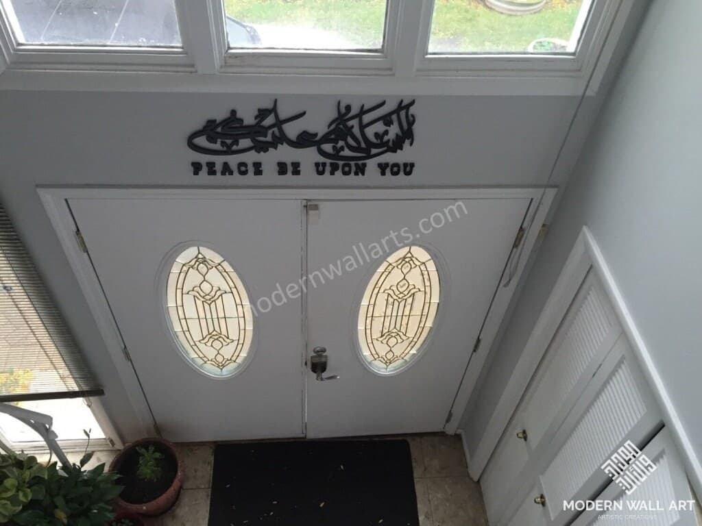 Assalamualaikum Art with Translation (Peace Be Upon You) in Wood and Steel - image 4