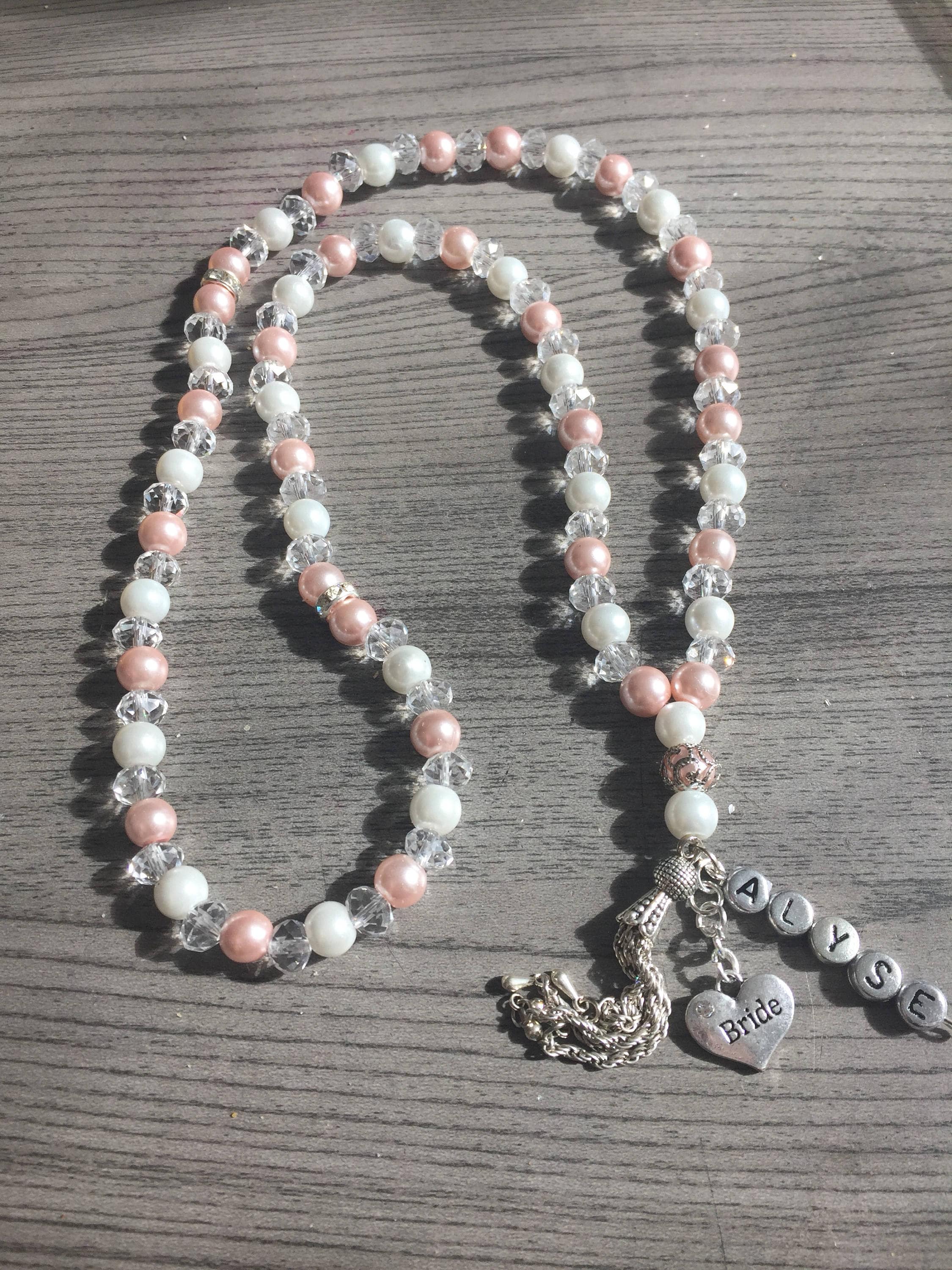 Tasbih 99 beads with 2 names and pendant | Prayer Beads | Muslim Gift | Eid gift | Tasbeeh | Crystal Tasbihs | Personalised Tasbih |