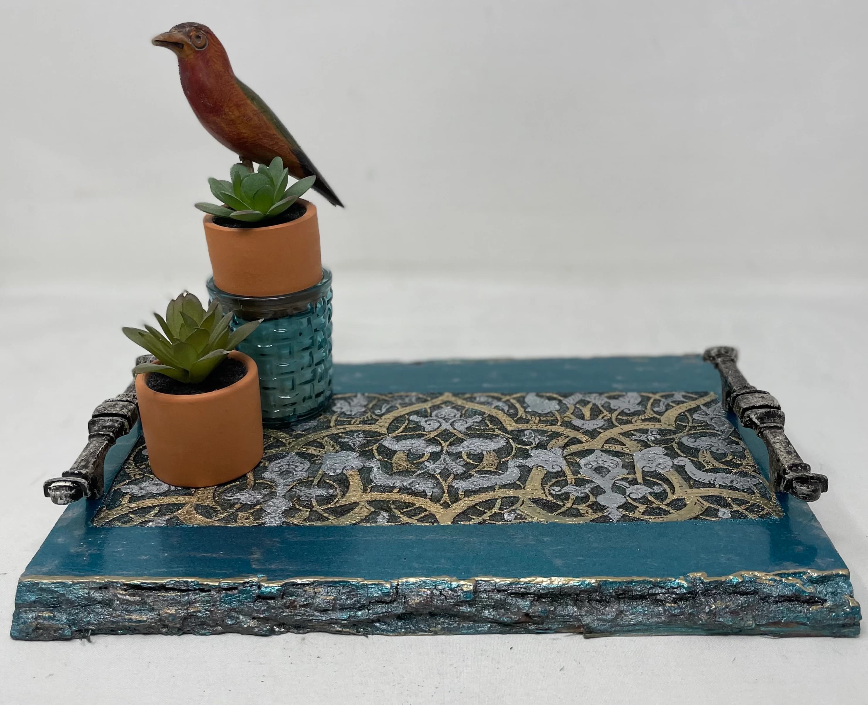 The Arabesque® Medieval Decorative Wooden Vanity or Accent Tray with Laser Engraved Handpainted Arabesque Design