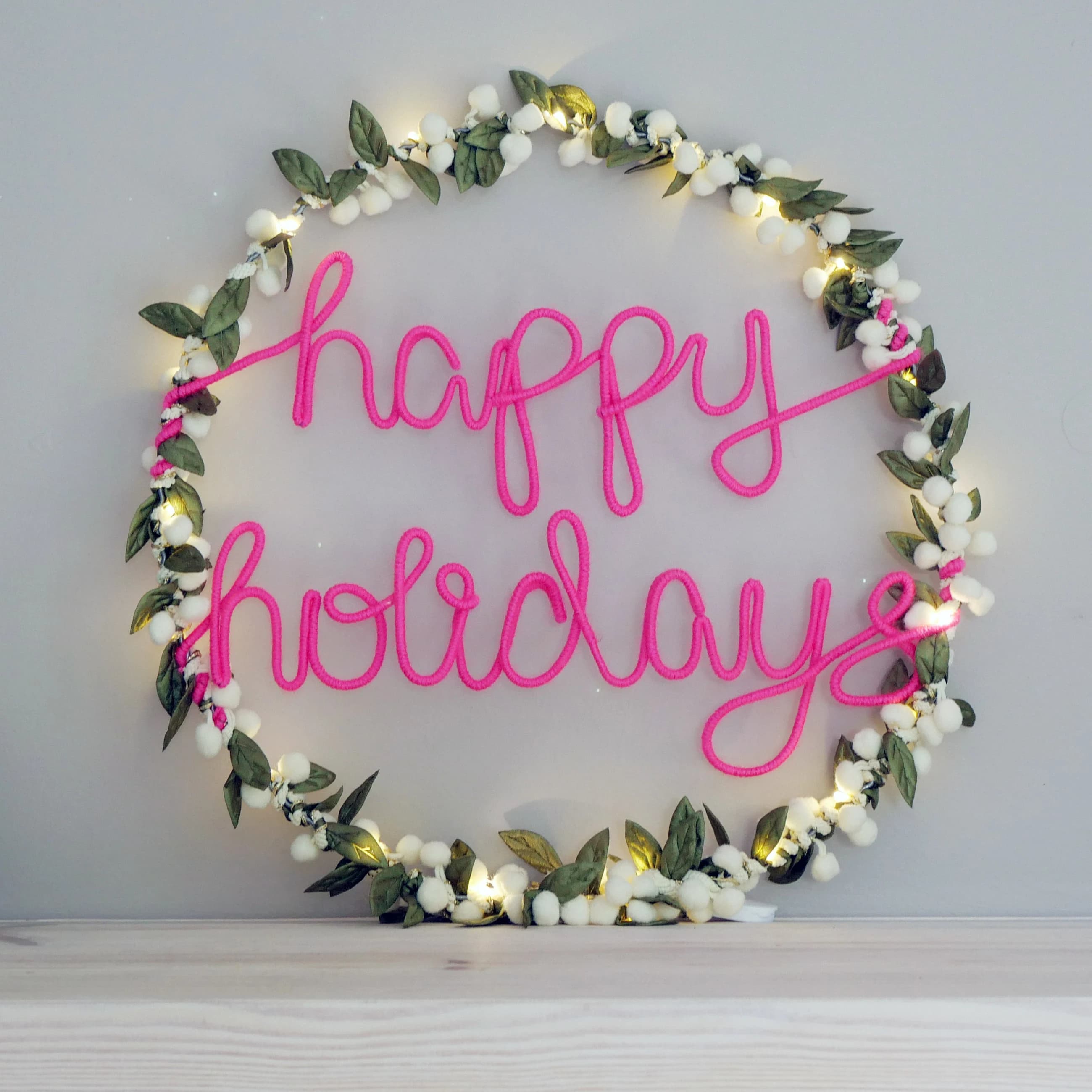 Happy Holidays Wreath | Handmade Holiday Door Wreath / Light-up Christmas Decoration - image 5