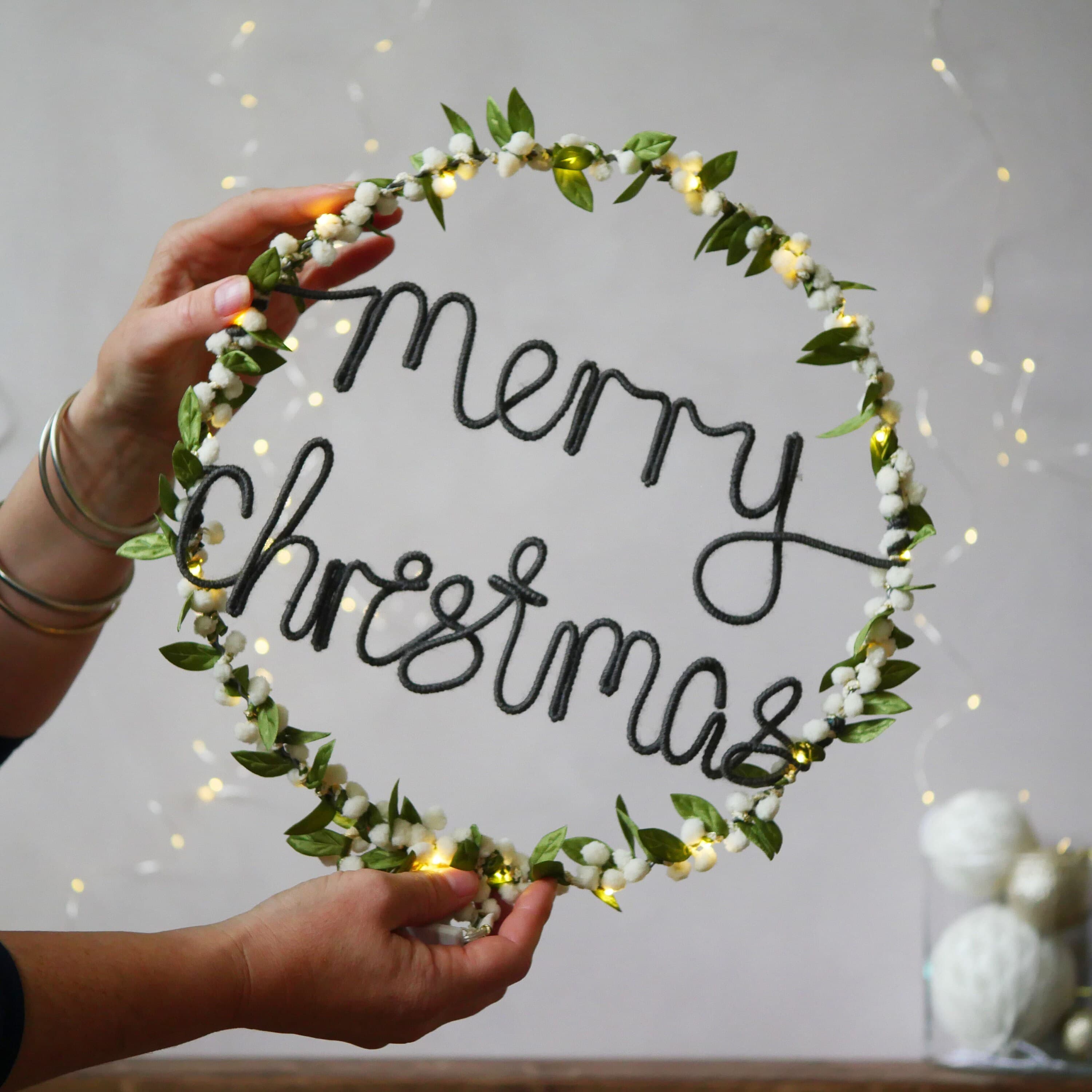 Light Up Christmas Wreath | Merry Christmas Wreath | Handmade Christmas Decoration - image 5