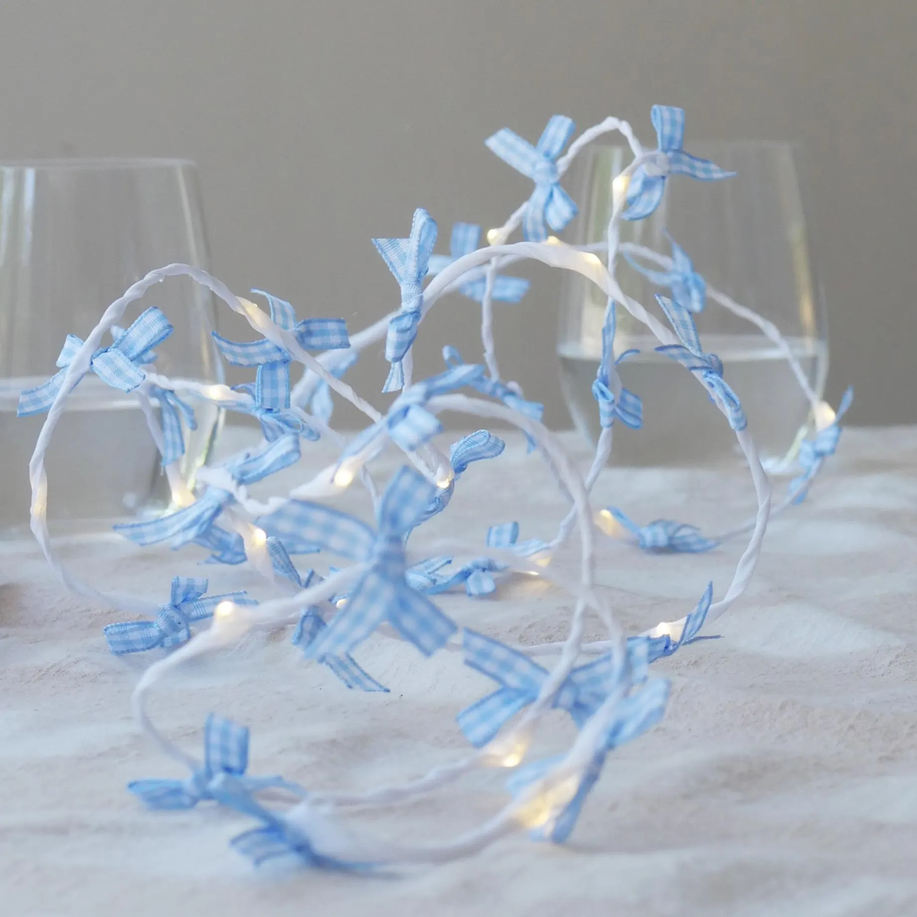 Gingham Bow Fairy Lights: LED String Lights, Rustic Decor - image 5