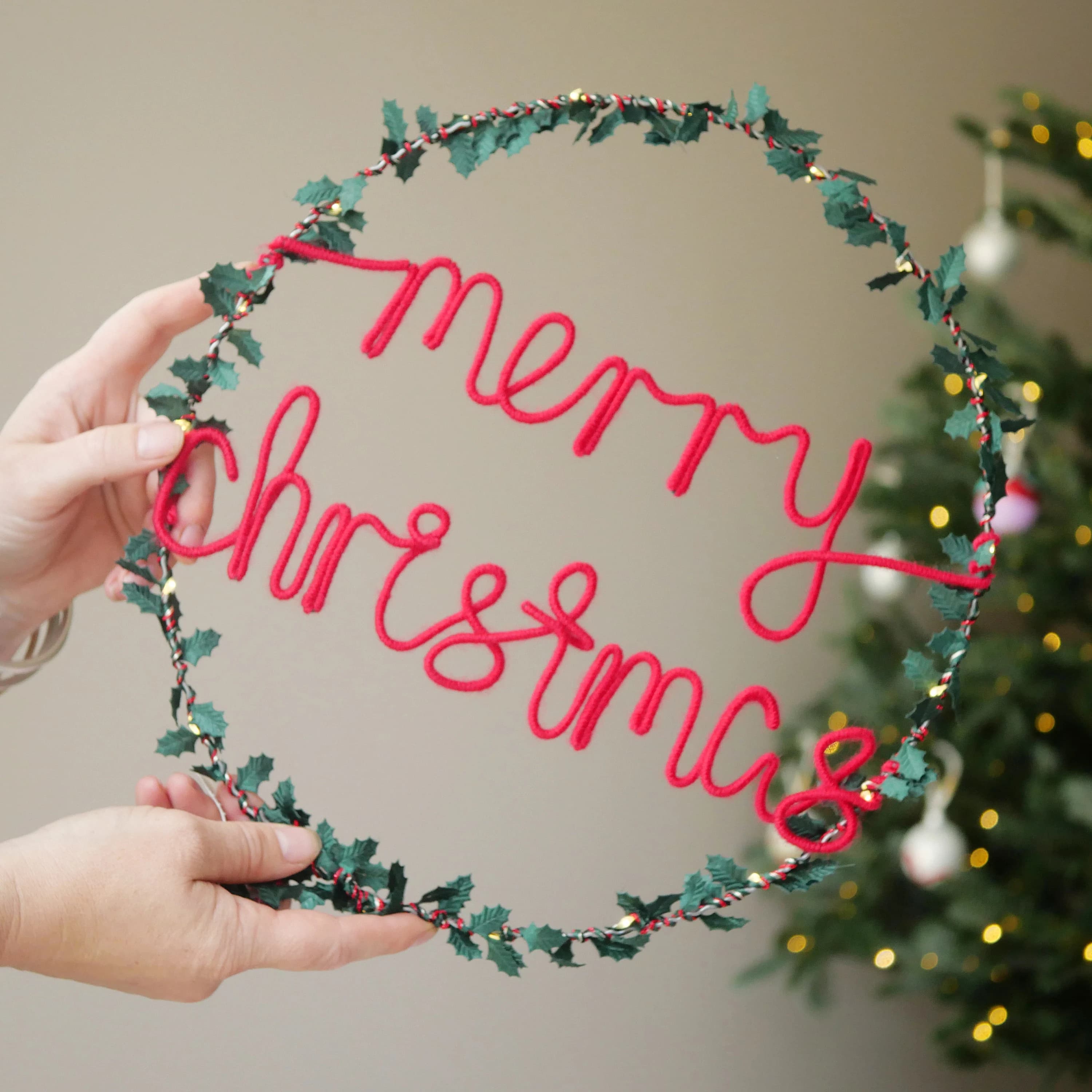 Light Up Christmas Wreath | Merry Christmas Wreath | Handmade Christmas Decoration