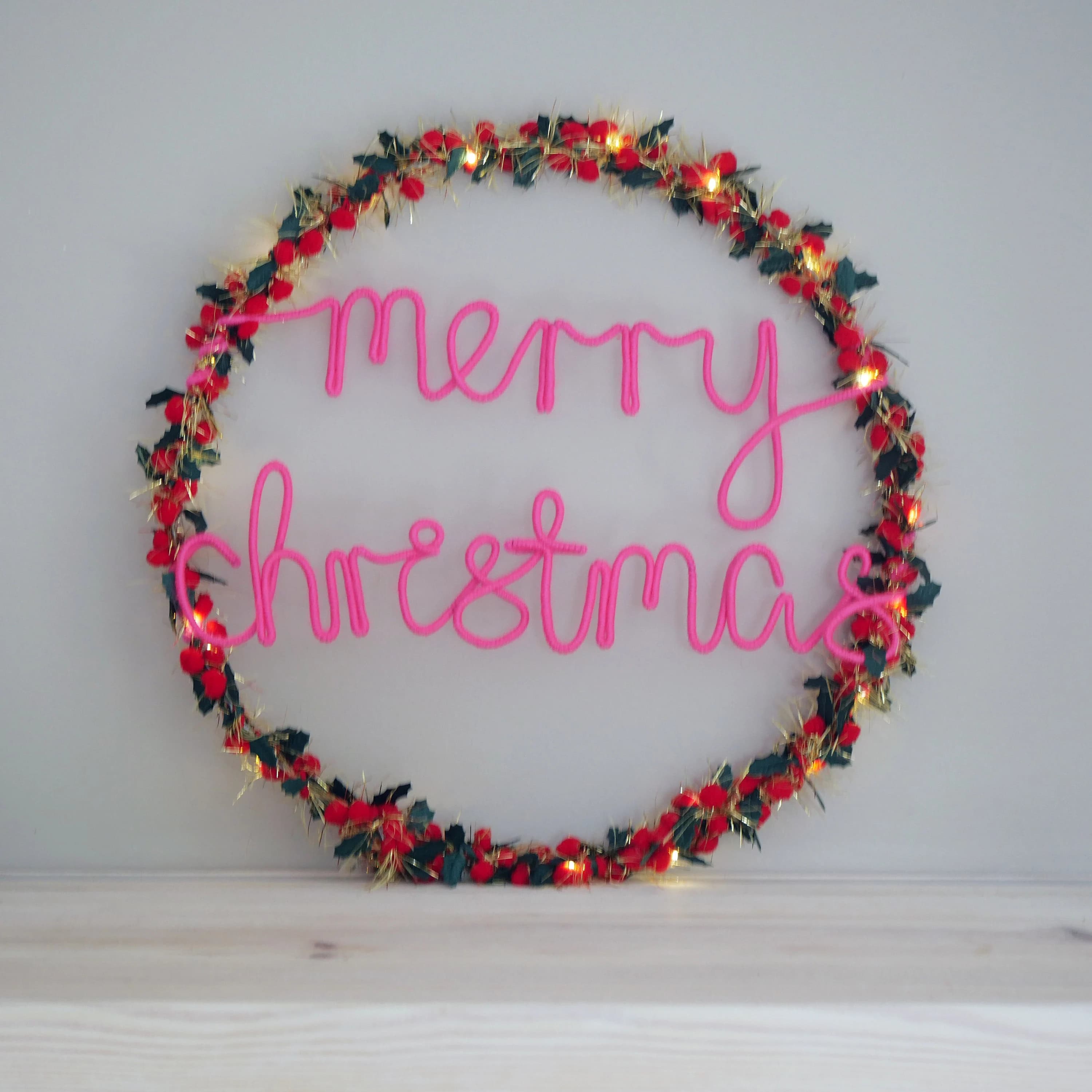 Personalised Christmas Wreath | Holly & Berry Light Up Wreath - image 3