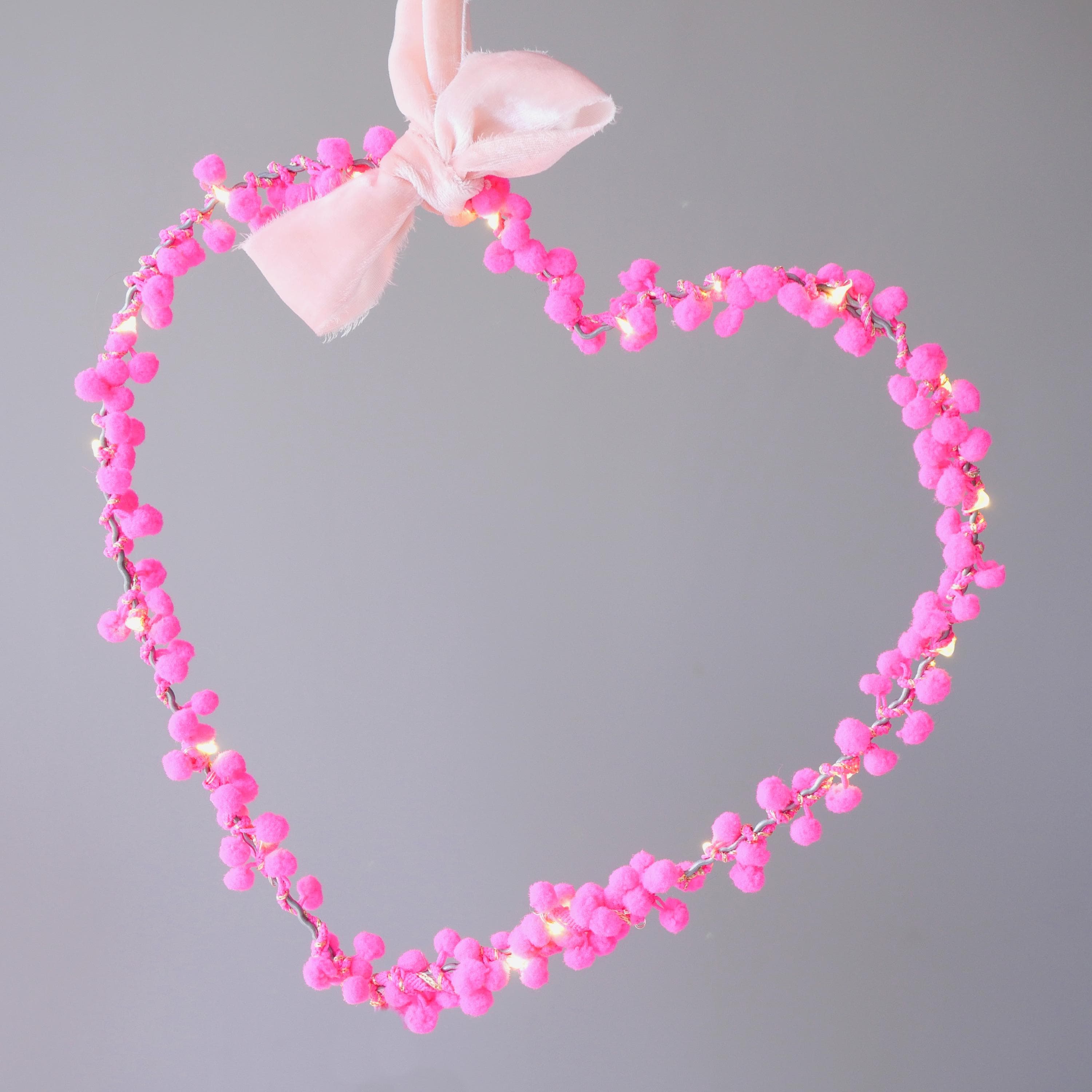 Pom Heart Light | Handmade LED Night Light, Kids Room Decor