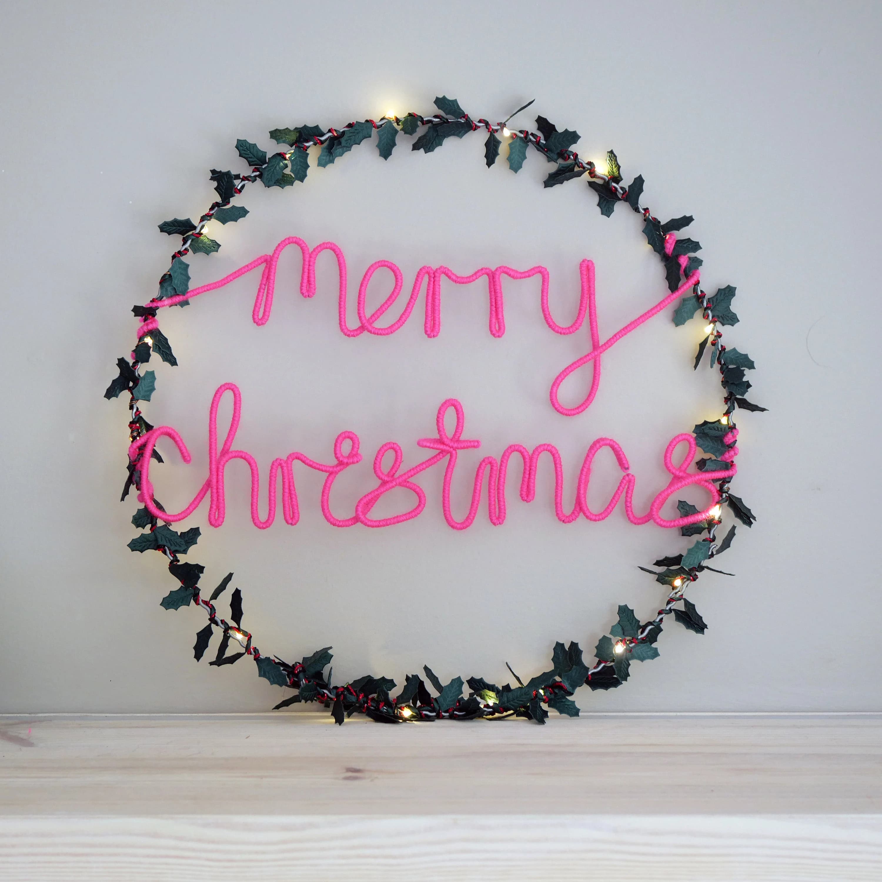 Light Up Christmas Wreath | Merry Christmas Wreath | Handmade Christmas Decoration - image 4