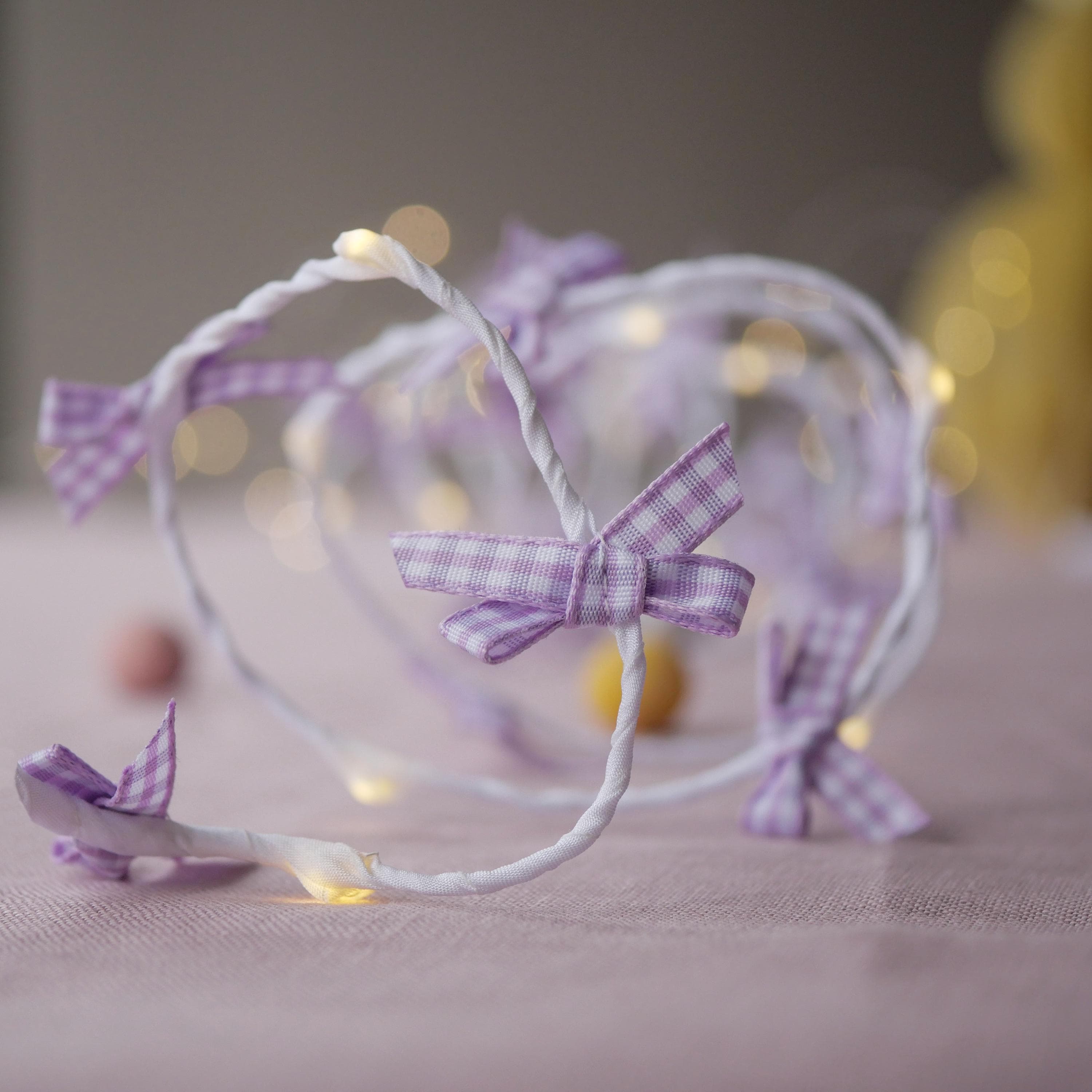Gingham Bow Fairy Lights: LED String Lights, Rustic Decor
