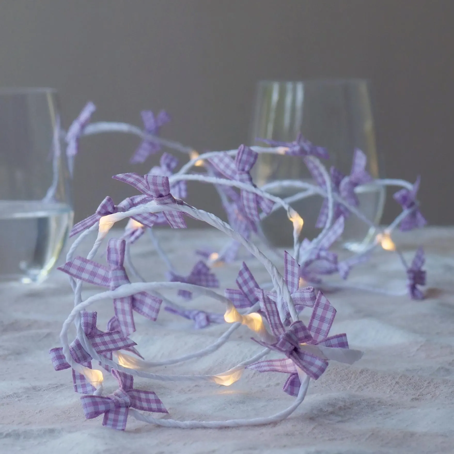 Gingham Bow Fairy Lights: LED String Lights, Rustic Decor - image 3