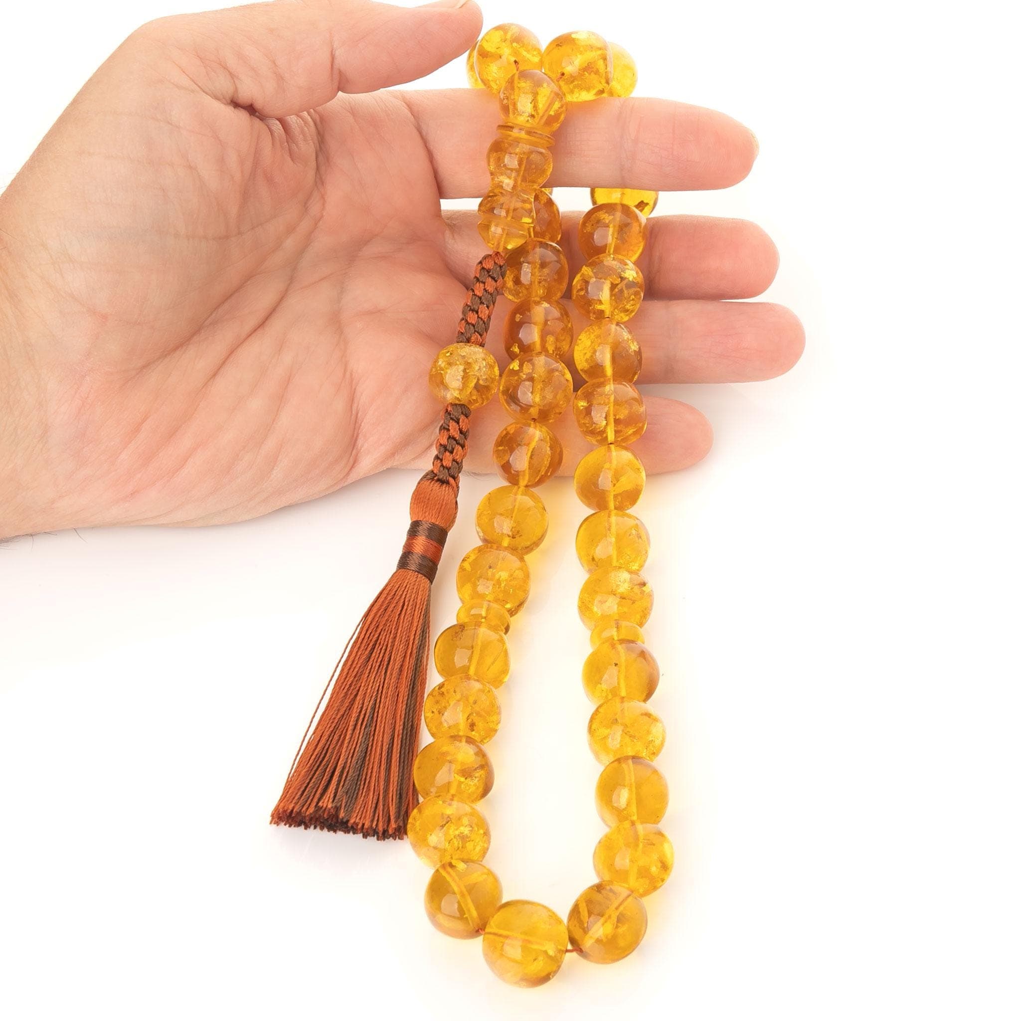 Baltic Amber Tasbih: Handmade Muslim Prayer Beads with Tassel (73g) - image 3
