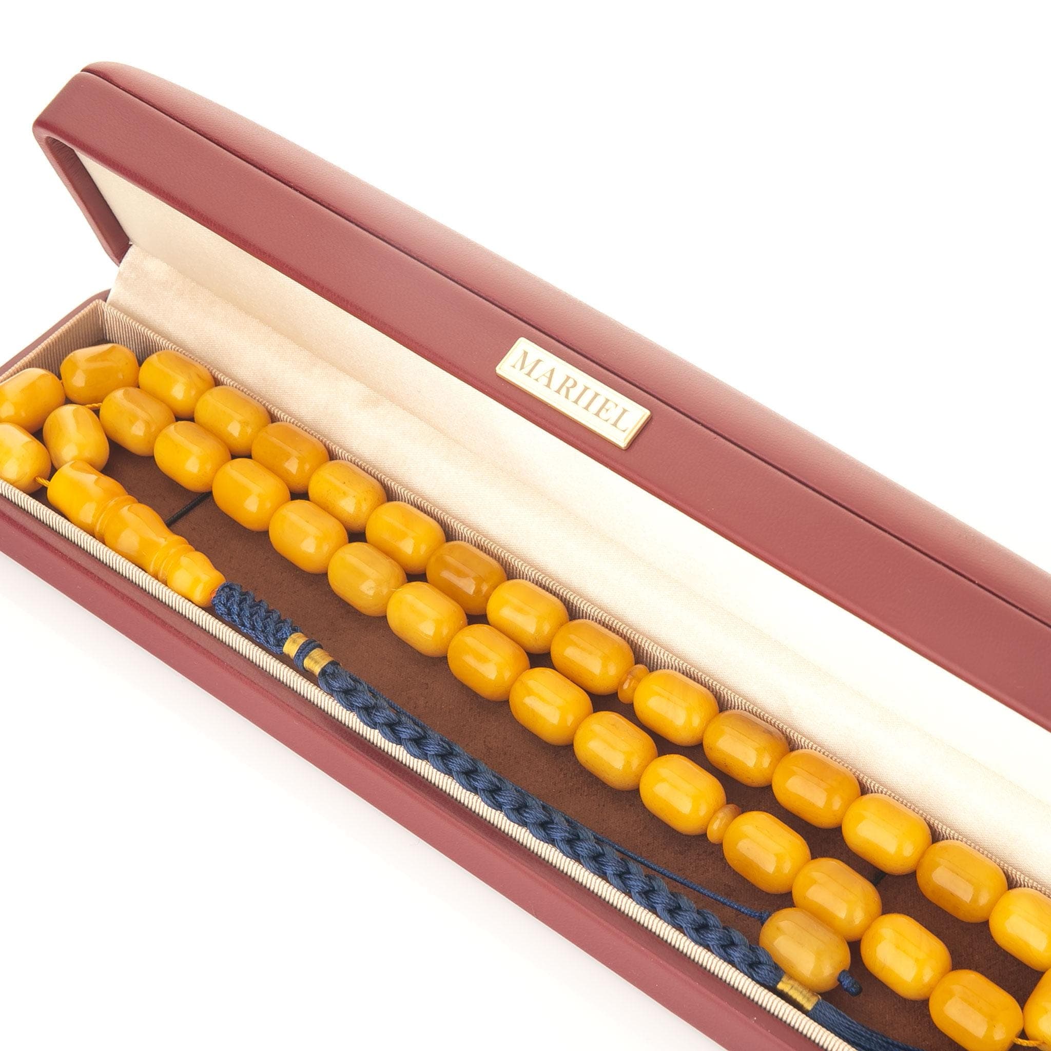 Baltic Amber Tasbih 33 Beads, Handcrafted Islamic Prayer Rosary, Barrel Beads, Collectible Misbaha - image 3
