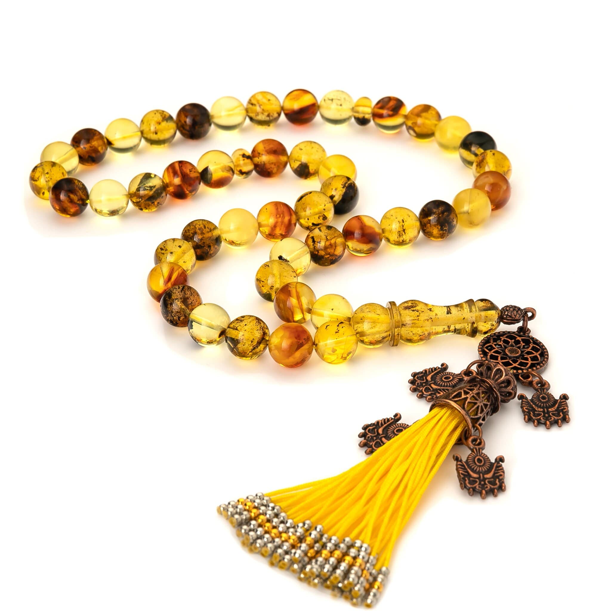 Genuine Amber Tasbih|45 Islamic Prayer Beads,41g|Misbaha|Tesbih|Sibha|Damla Kehribar|مسبحة عنبر| - image 4