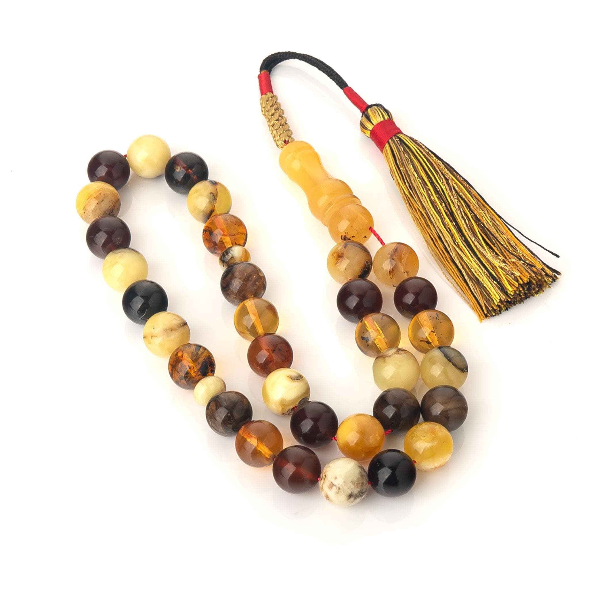 Baltic Amber Tasbih: 33-Bead Islamic Prayer Rosary with Handmade Tassel - image 4