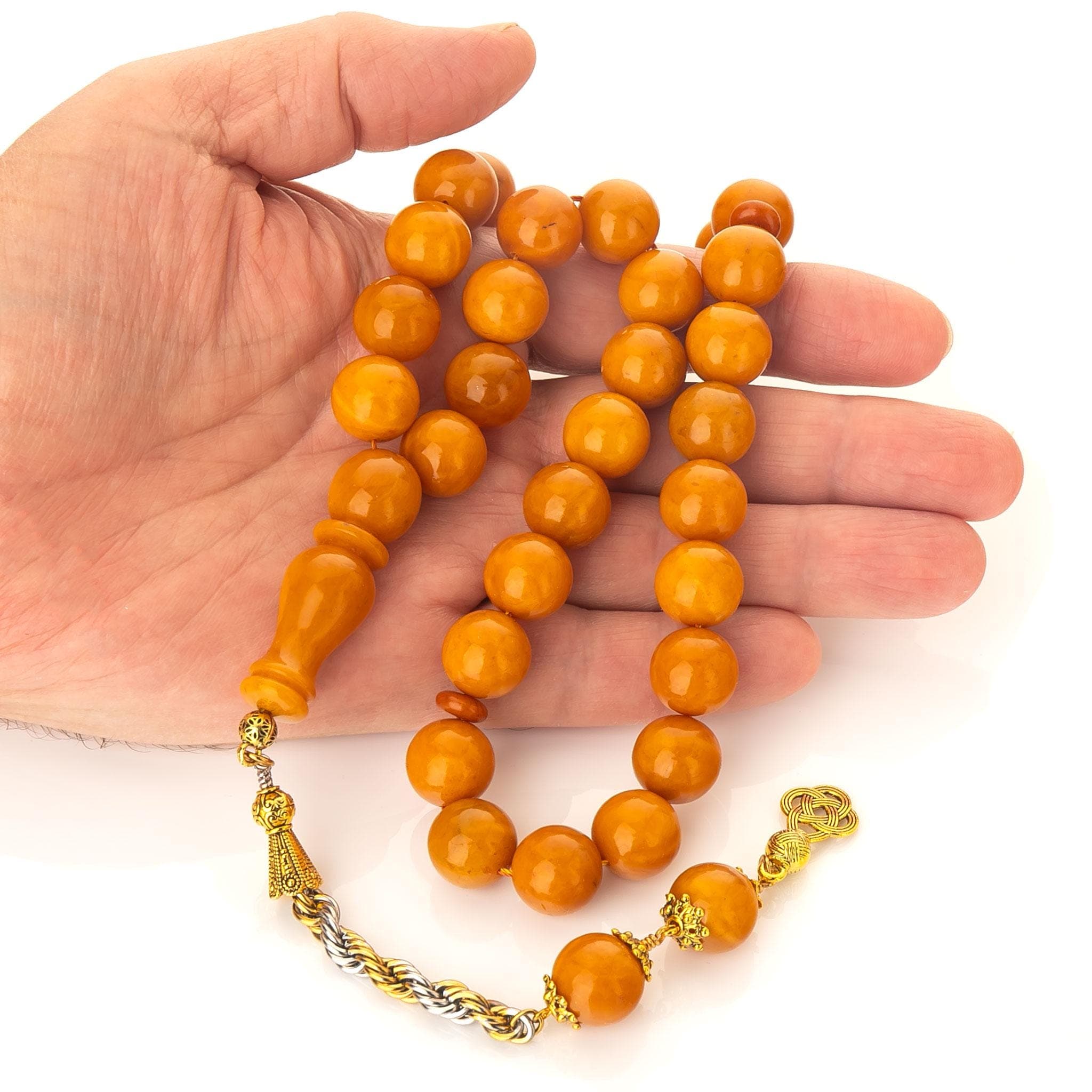 Amber Misbaha – Handcrafted  Islamic Prayer 33 Beads 67g, Brend Old Germany Amber