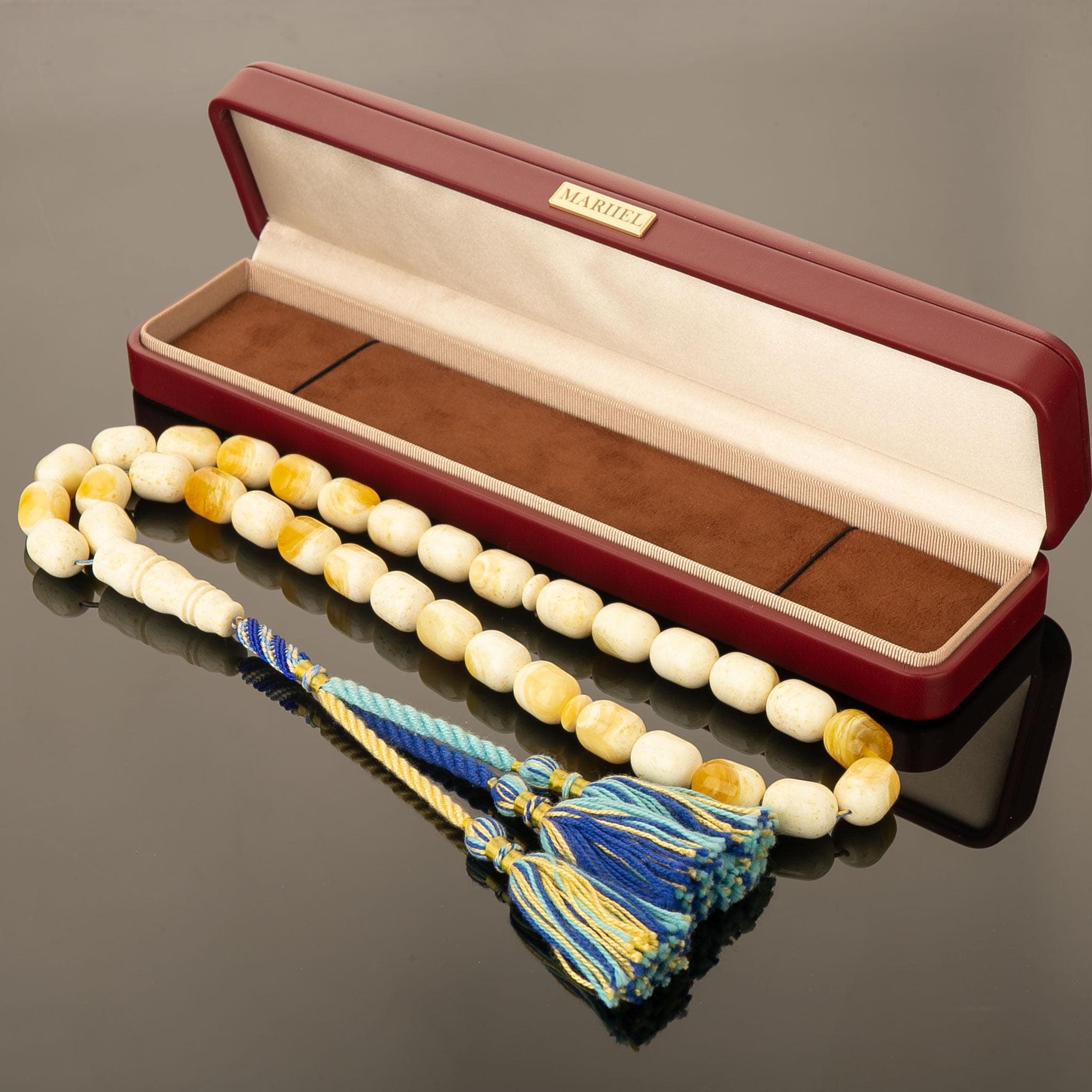 White Baltic Amber Tasbih – 33 Islamic Prayer Beads, 60g - Handmade  Amber Rosary - image 5