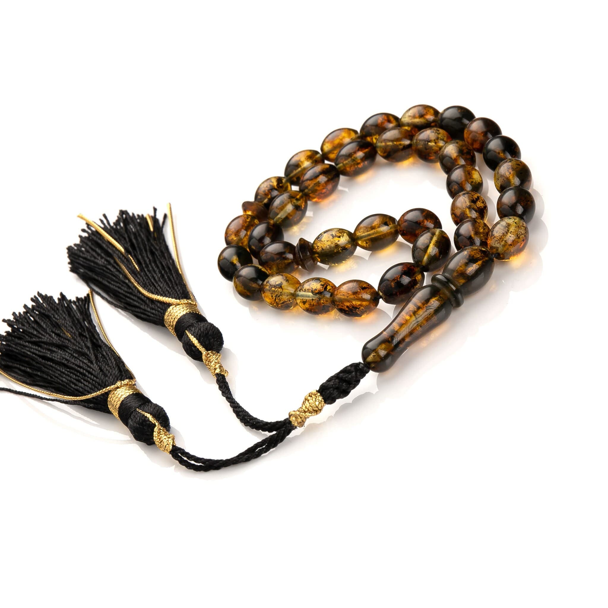 Baltic Amber Muslim Rosary|Tesbih|Islamic Prayer Beads|Plants Inclusion|Muslim Gift|مسبحة عنبر| - image 5