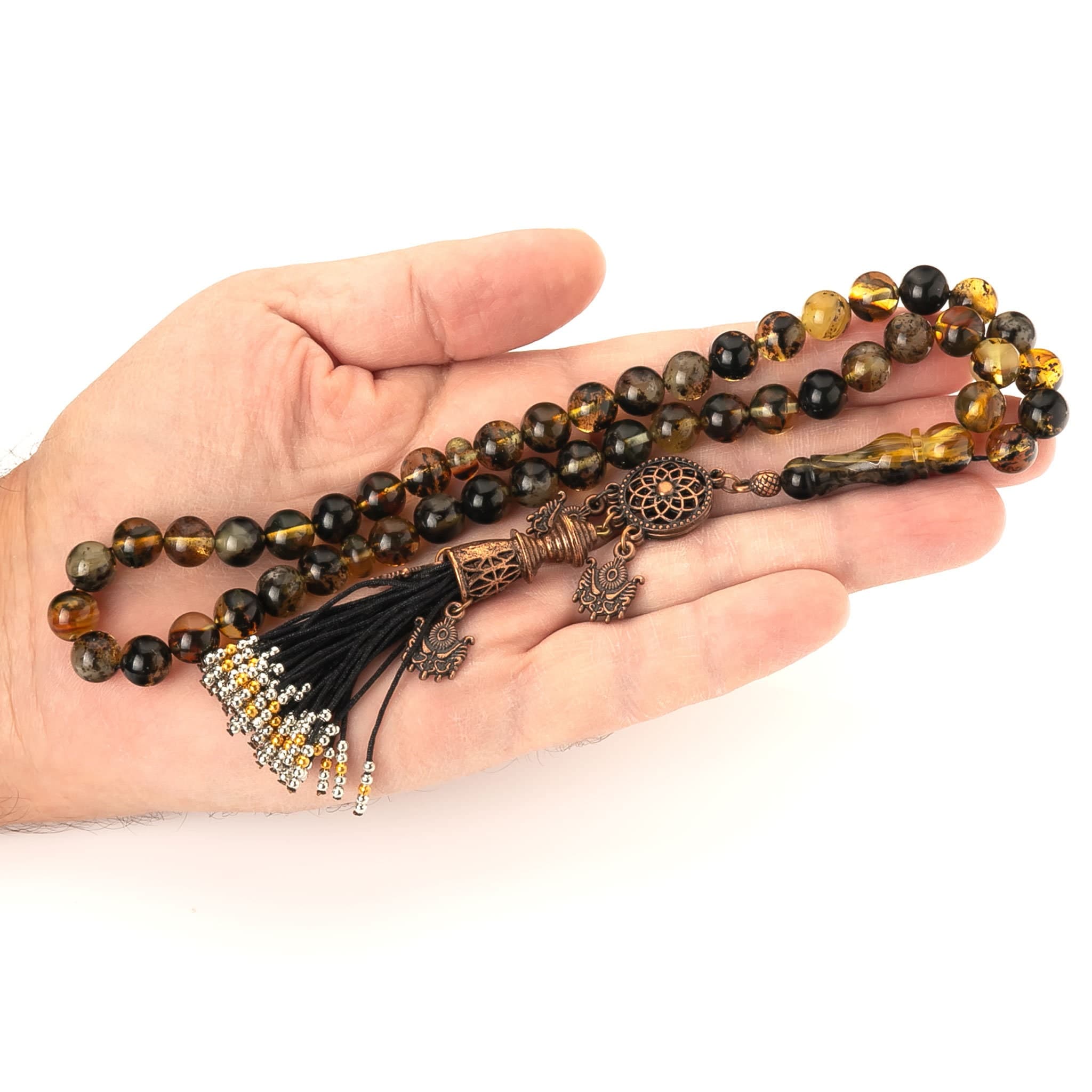 Genuine Amber Misbaha|45 Islamic Prayer Beads,36g|Tasbih|Tesbih|Sibha|Damla Kehribar|Fossilamber|مسبحة عنبر| - image 5