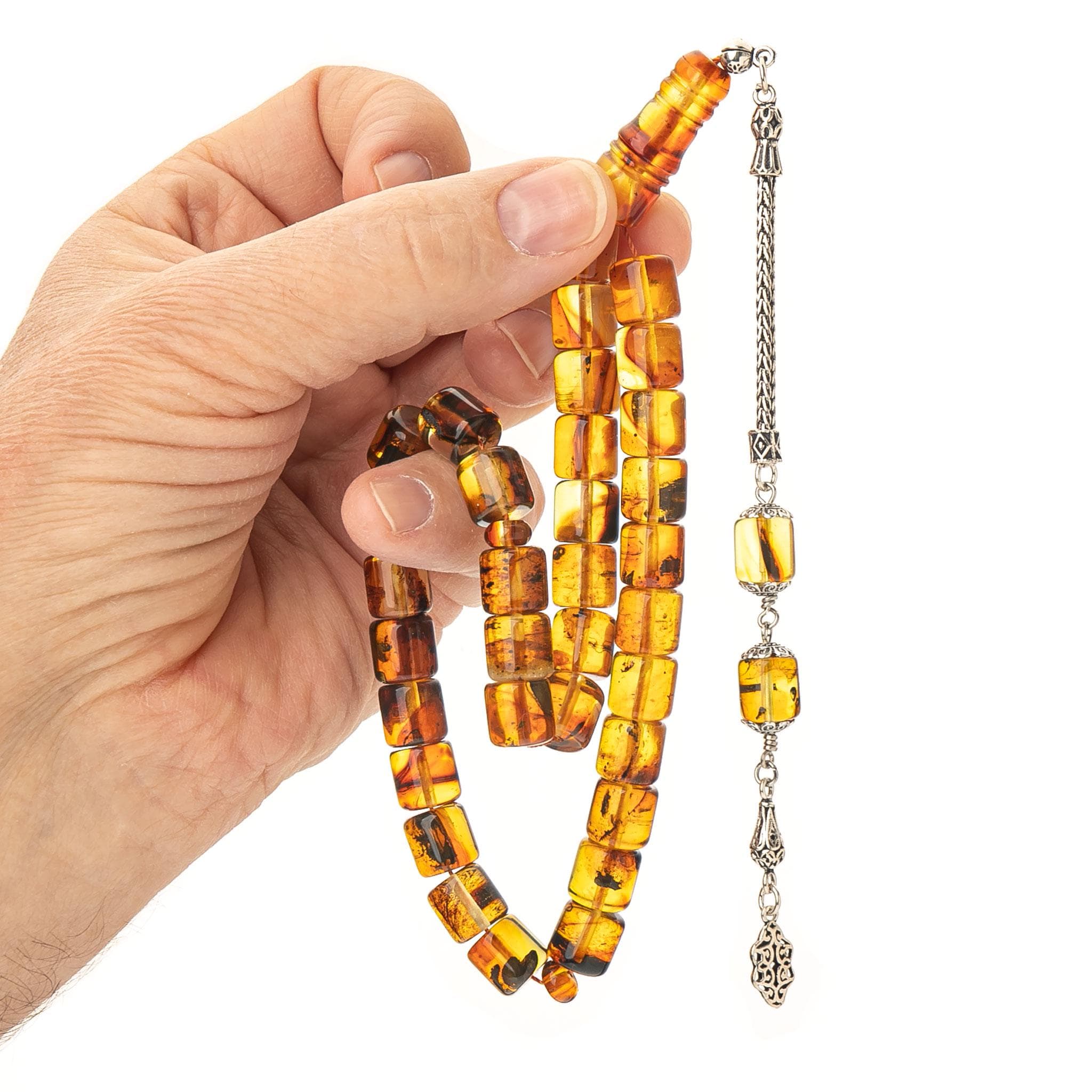 Baltic Amber Tasbih: Sterling Silver Tassel, Islamic Prayer Beads - image 5