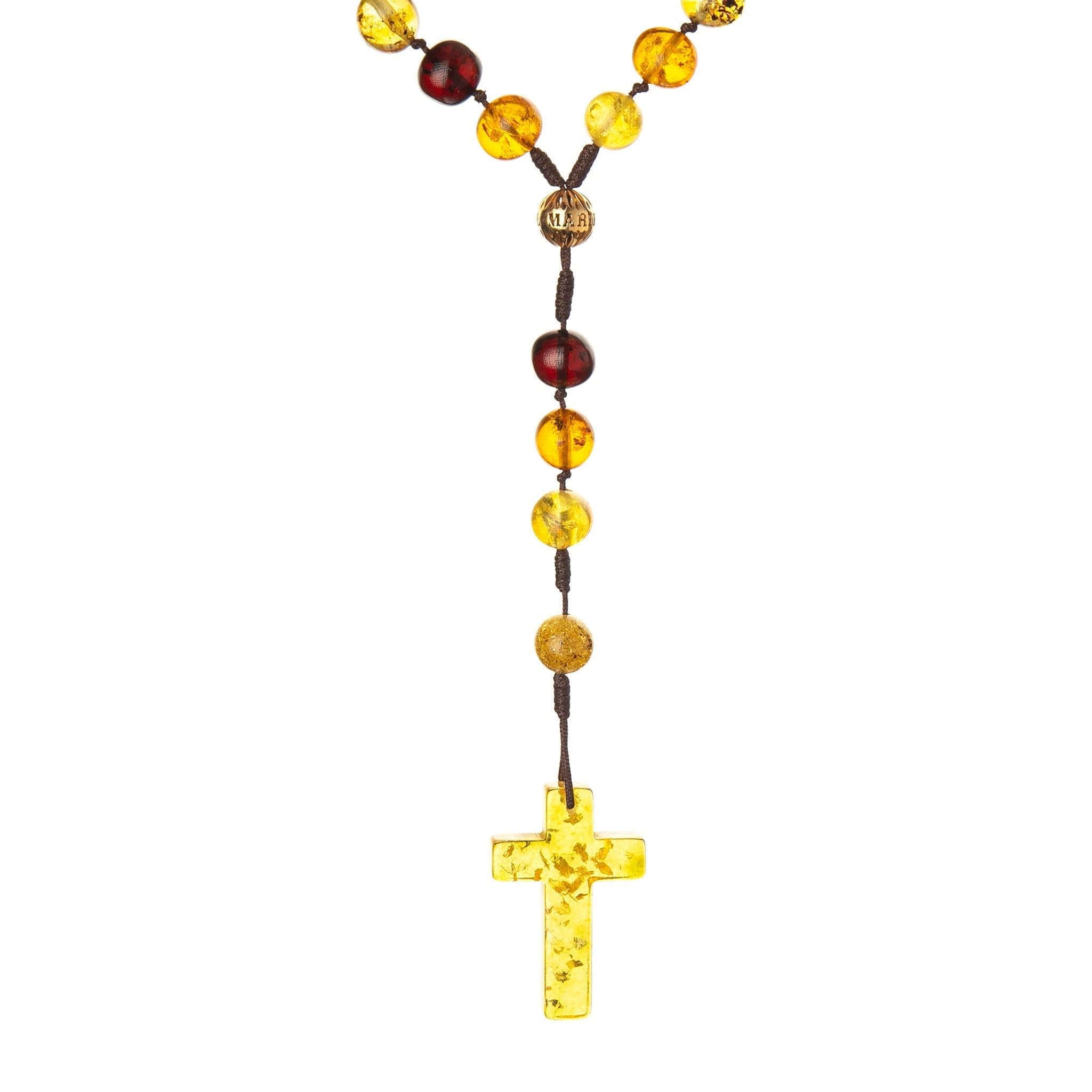 Catholic Amber Rosary: Large Cross Prayer Beads, Mariiel Logo - image 5
