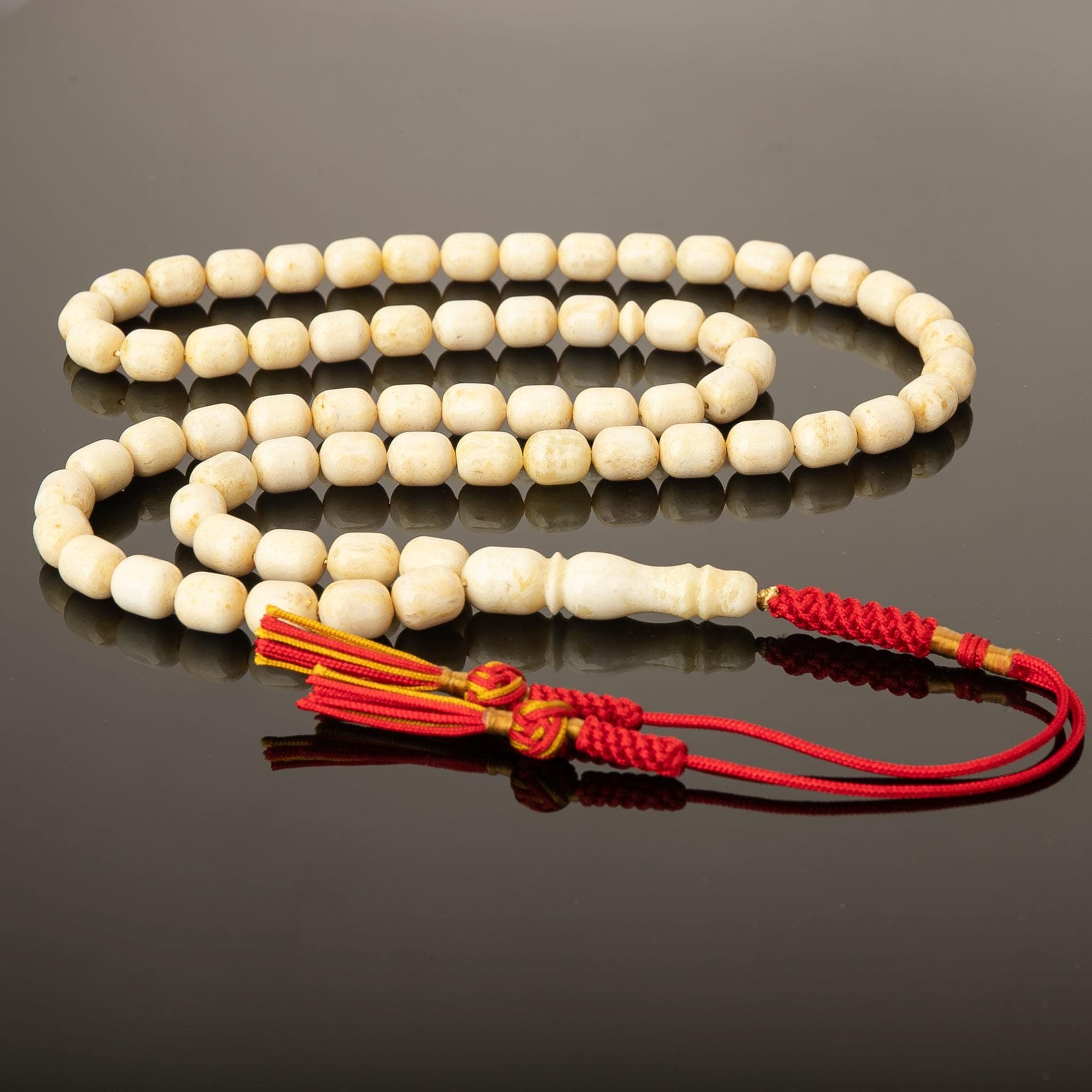 Handcrafted Baltic Amber Misbaha: 66 Ivory Beads, Leather Case - image 5