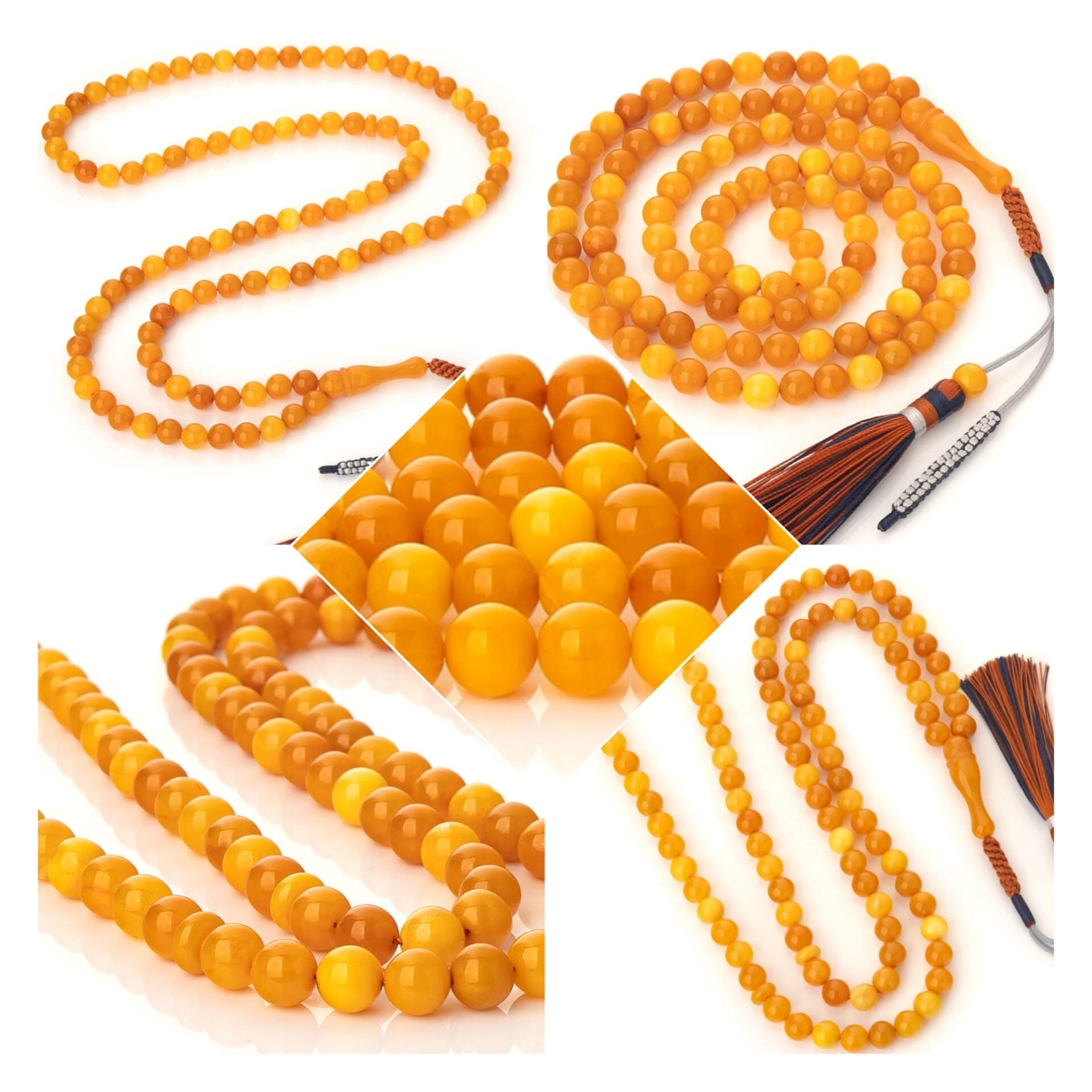 Antique Amber-99 Islamic Prayer Beads-Genuine Amber Tasbih - image 4