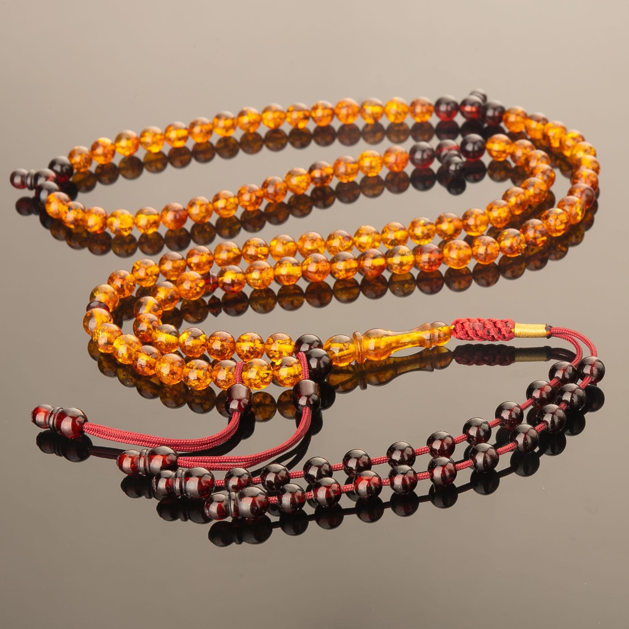 Amber Tijani Tasbih 100 Prayer Beads, Natural Baltic Amber Islamic Rosary, Handmade Misbaha Gift - image 3