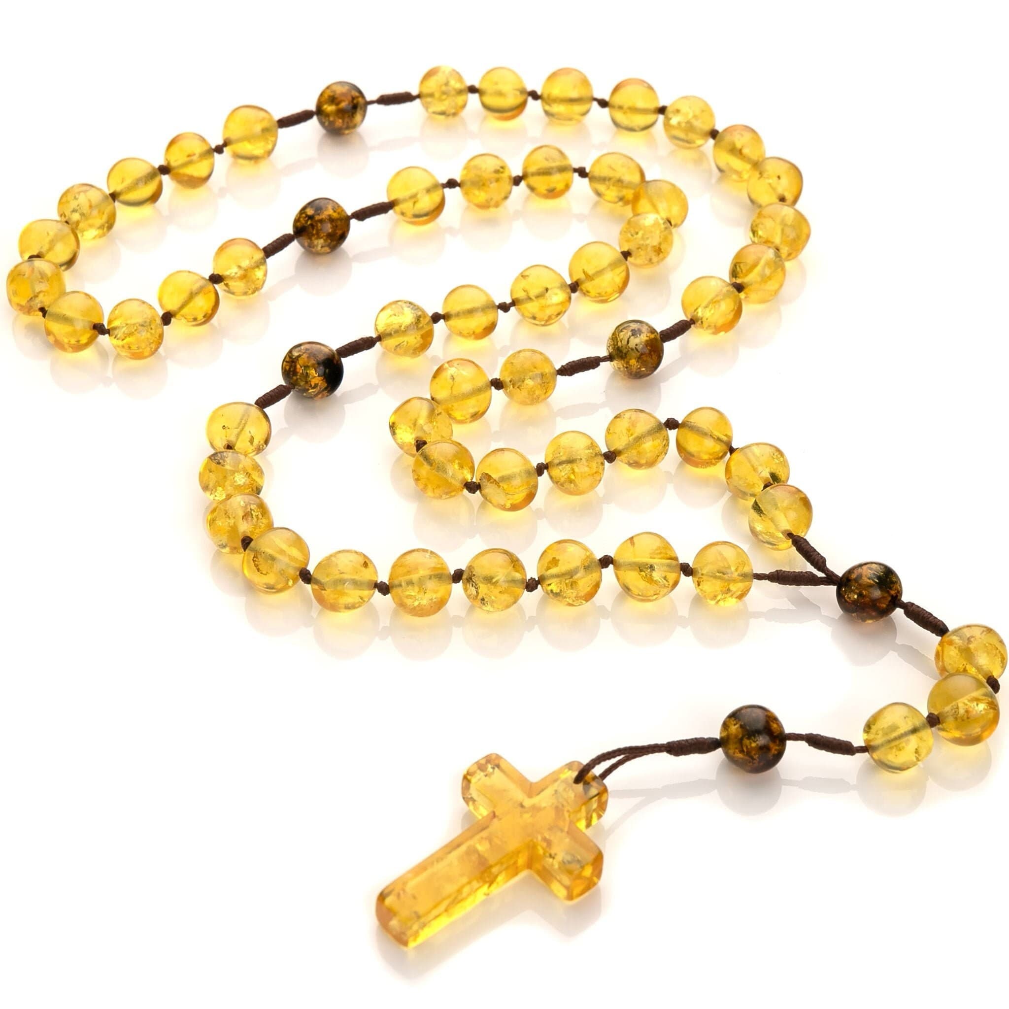 Handmade Lemon Amber Catholic Rosary: Baltic Amber Prayer Beads - image 3