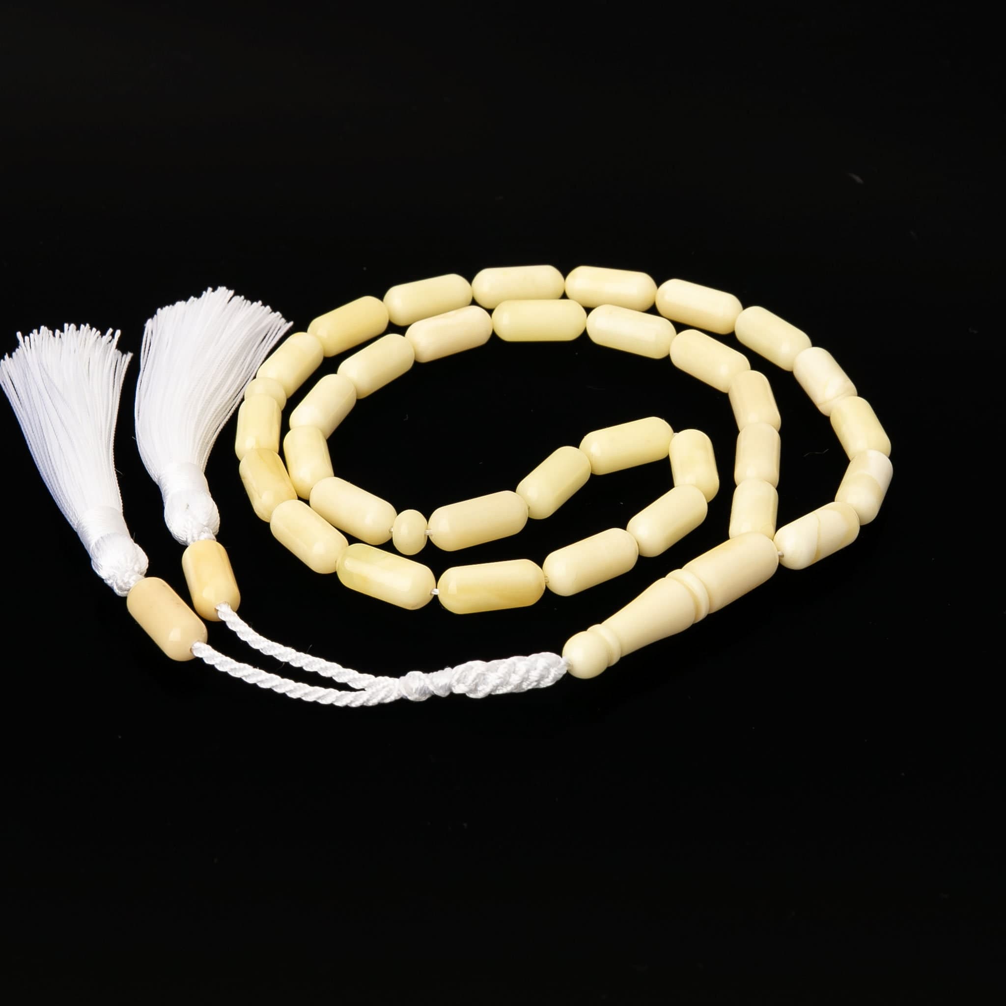 White Amber Tasbih: Genuine Islamic Prayer Beads Rosary - image 4