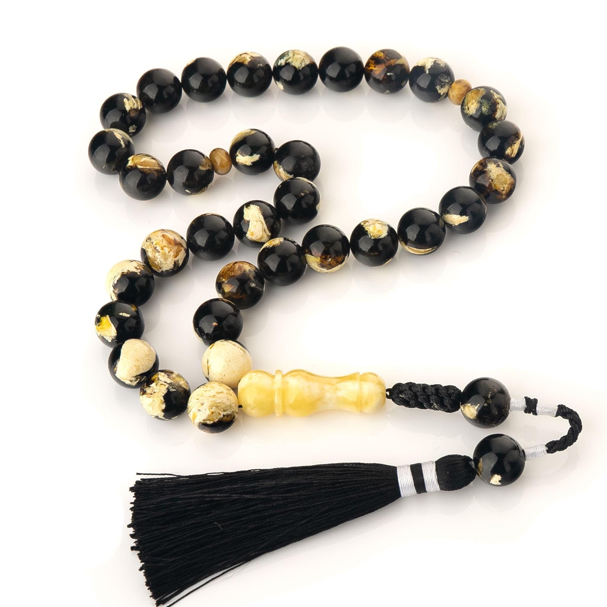 Handmade Baltic Amber Tasbih – 33 Beads Misbaha, Islamic Prayer Beads Gift