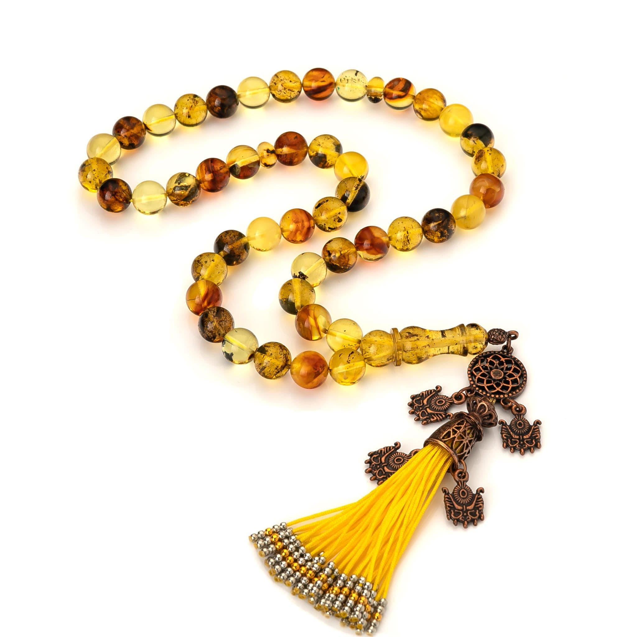 Genuine Amber Tasbih|45 Islamic Prayer Beads,41g|Misbaha|Tesbih|Sibha|Damla Kehribar|مسبحة عنبر|