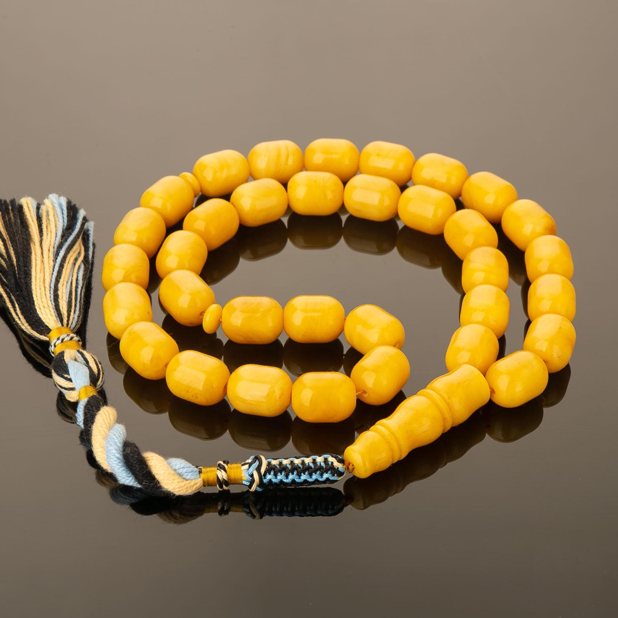 Handmade Baltic Amber Misbaha 33 Beads, Large Honey Barrel Beads 65 g, Luxury Tasbih - image 2