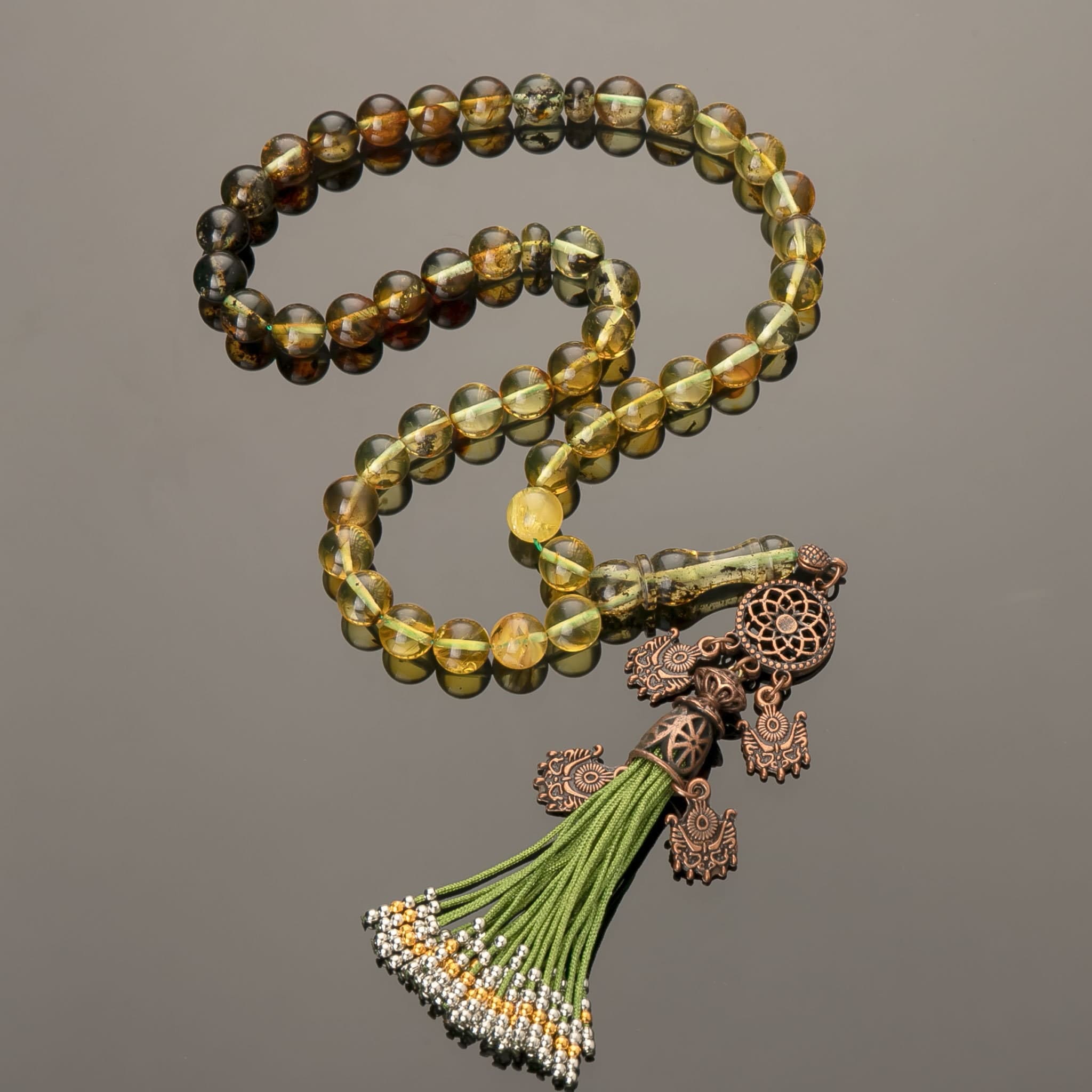 Natural Amber Tasbih|45 Islamic Prayer Beads,34g|Misbaha|Tesbih|Sibha|Damla Kehribar|مسبحة عنبر| - image 5