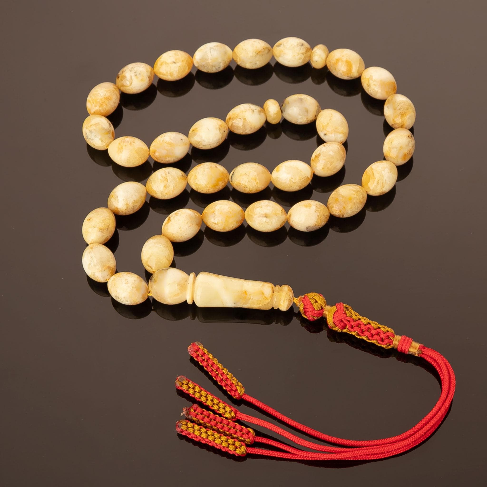 Milky Amber Tasbih 33 Prayer Beads Butterscotch Marble Misbaha Islamic Sibha Gift