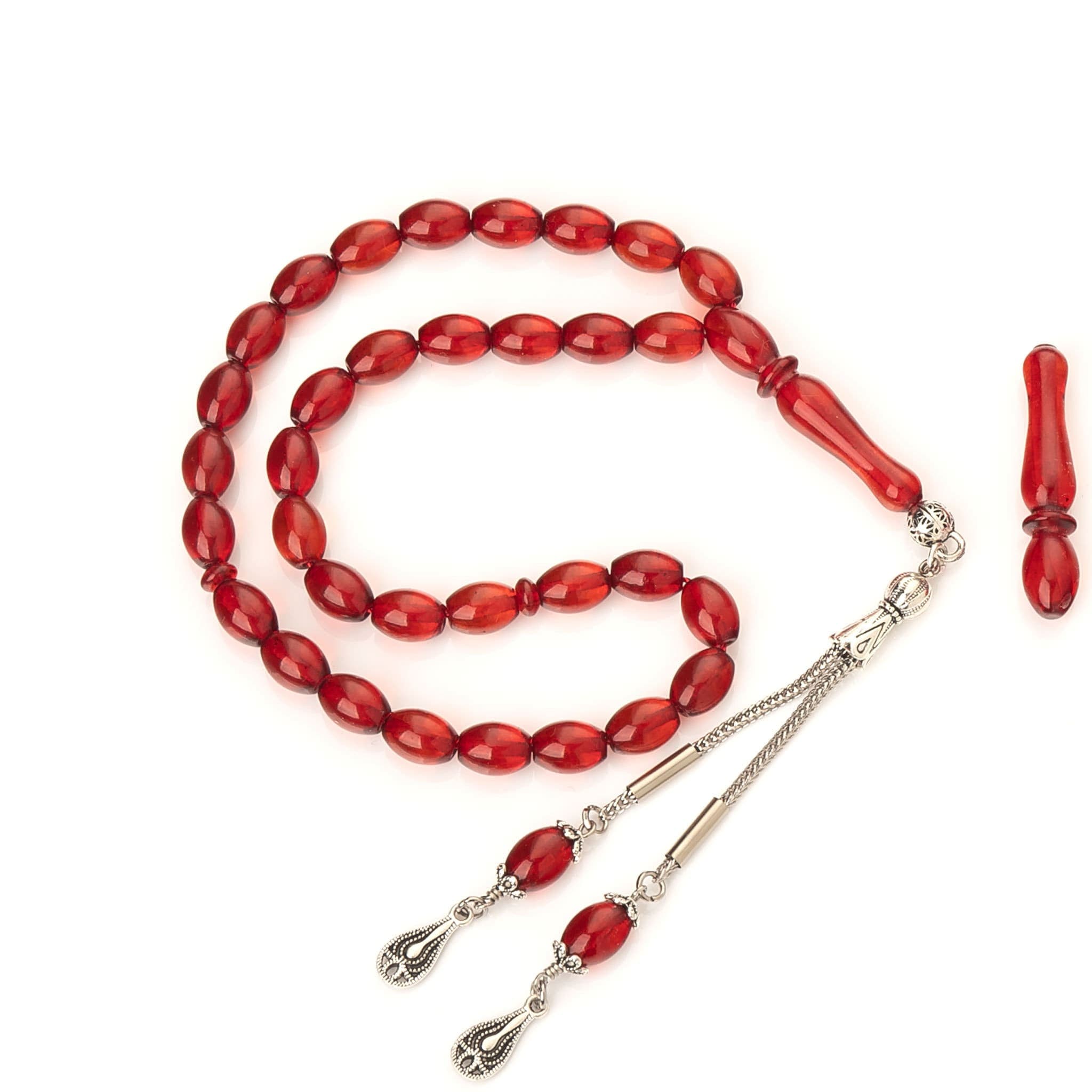 Amber Tasbih: 33-Bead Islamic Prayer Rosary with Imam