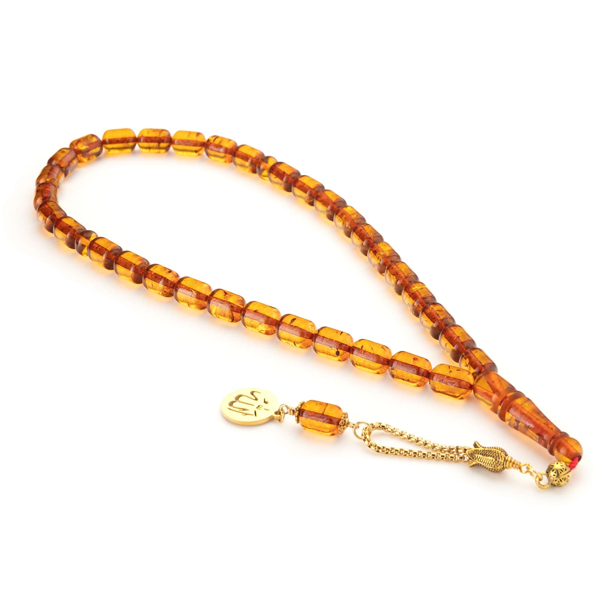 Baltic Amber Tasbih with Pendant, Handmade Islamic Prayer Beads Gift - image 5