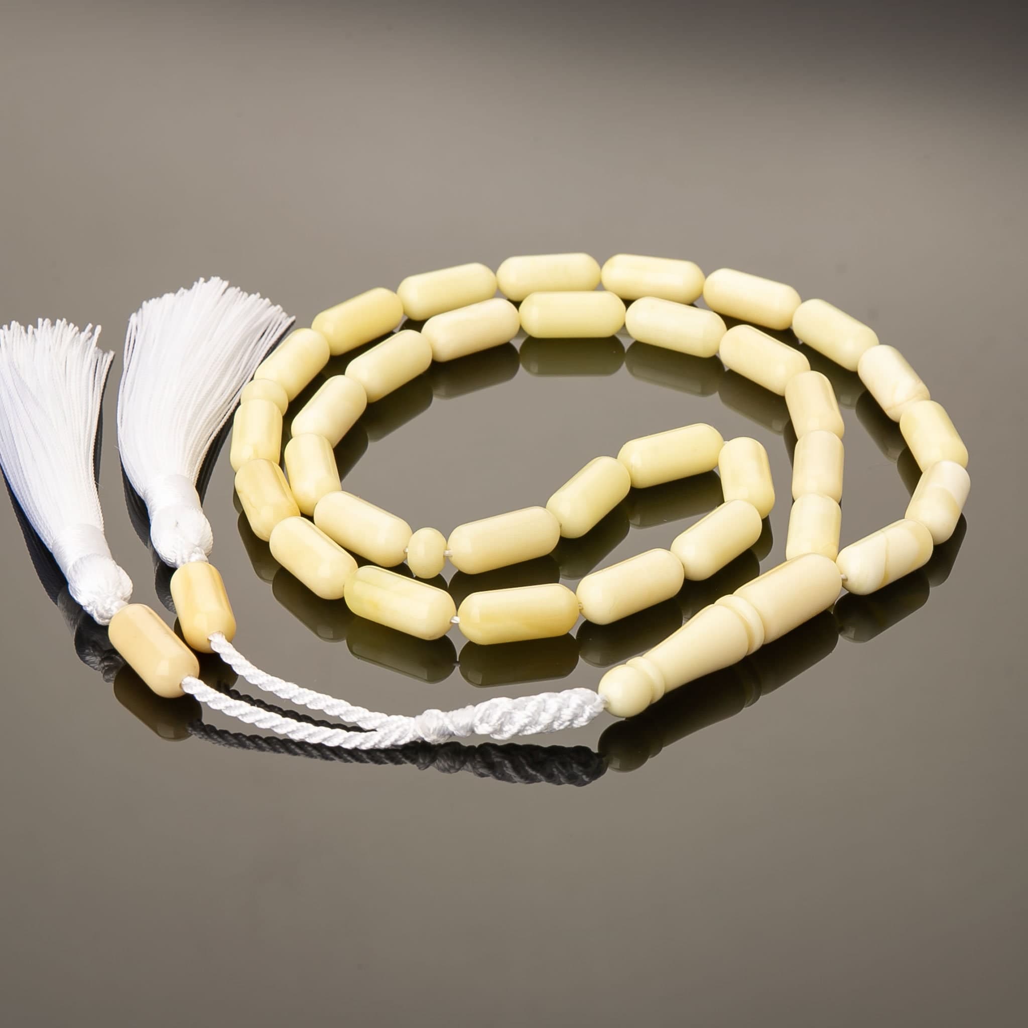 White Amber Tasbih: Genuine Islamic Prayer Beads Rosary - image 5